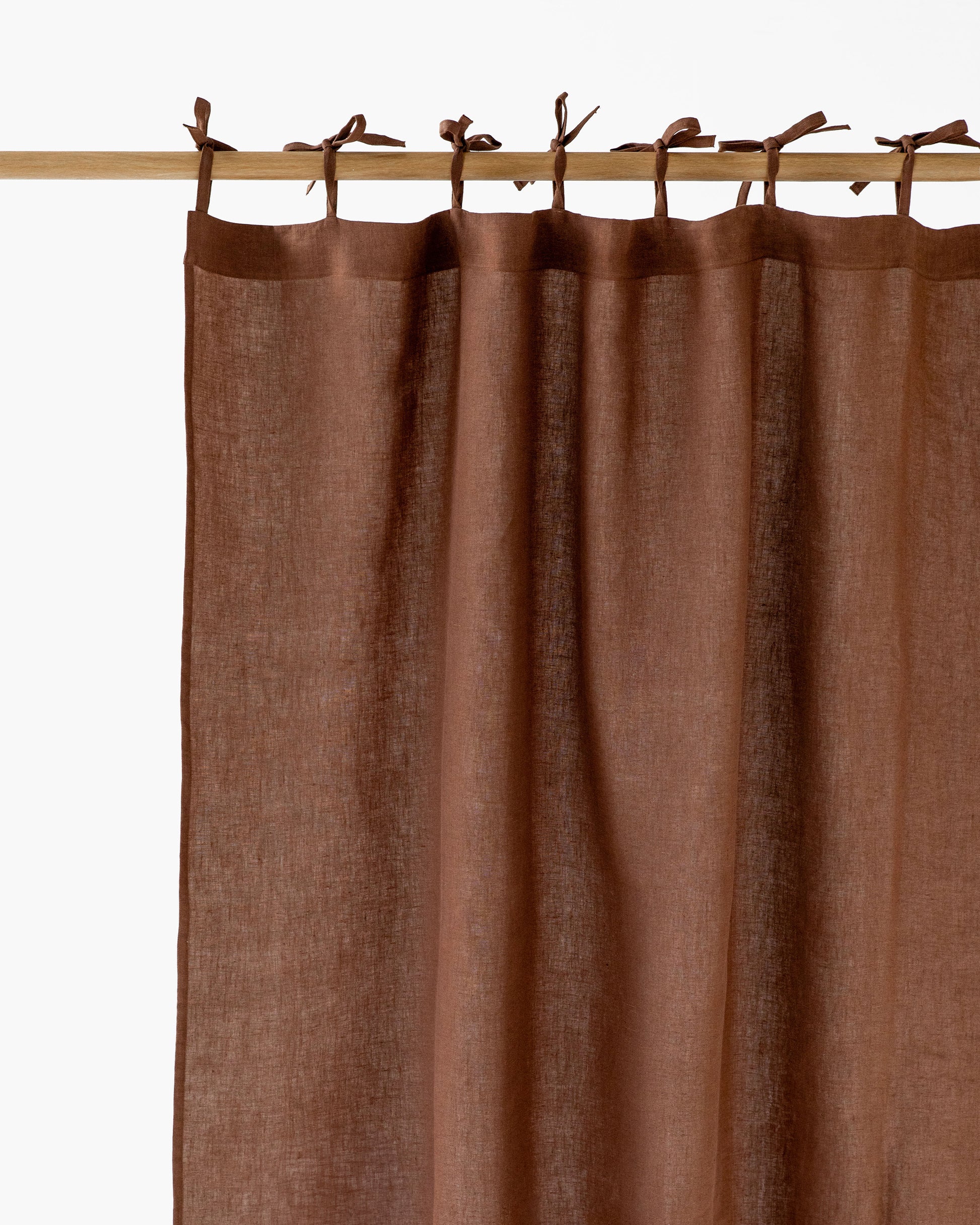 Tie Top Linen Curtain Panel in Chocolate brown | Magiclinen