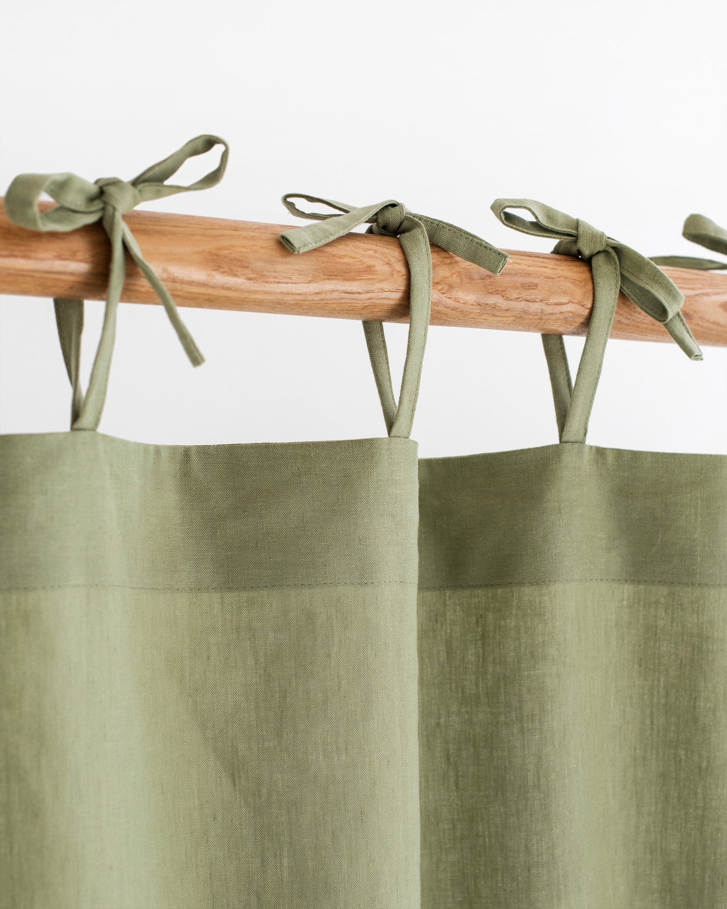 Tie top linen-cotton curtain panel (1 pcs) in Sage - MagicLinen