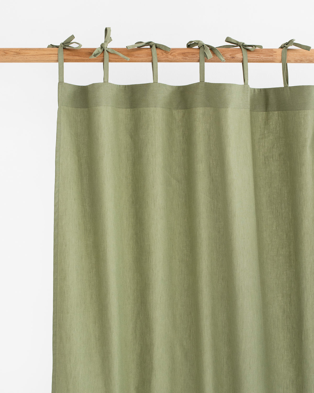 Tie top linen cotton curtain panel Sage