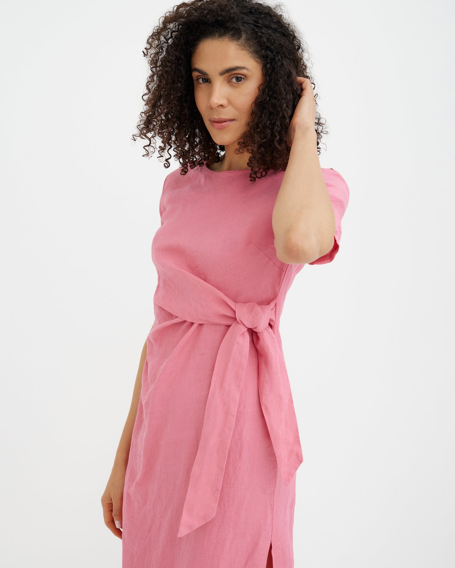 MagicLinen Flamingo MIAMI stonewashed linen dress in long relaxed fit