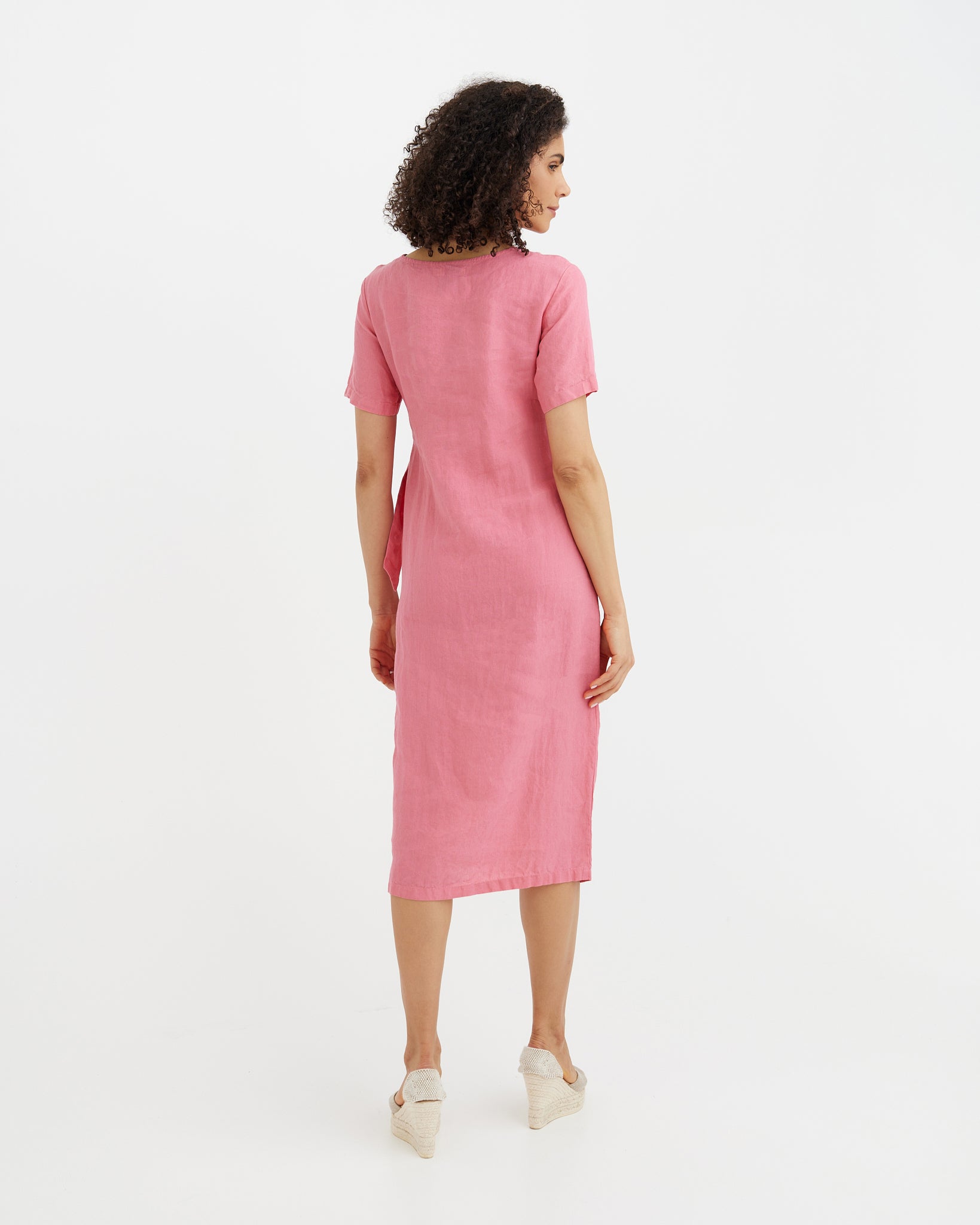tie waist linen dress Linen Midi Dress, Heavy Linen Dress, Tie Waist Dress, Spring Linen Clothing for Women