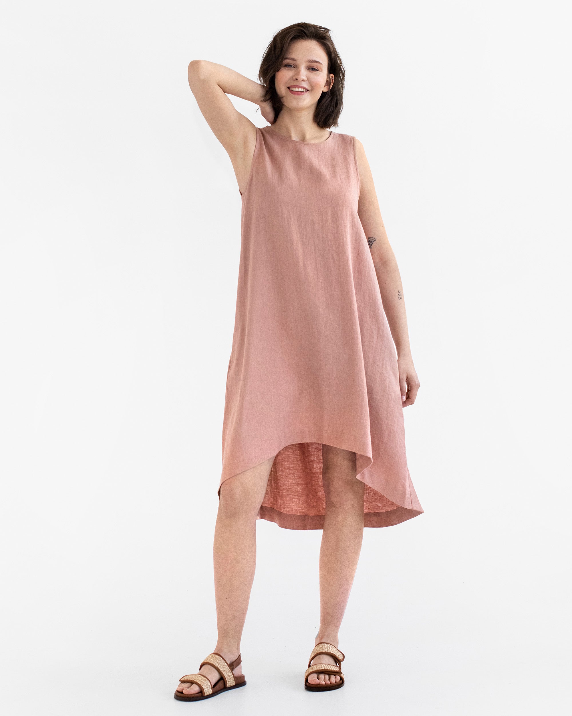 Asymmetrical linen outlet dress