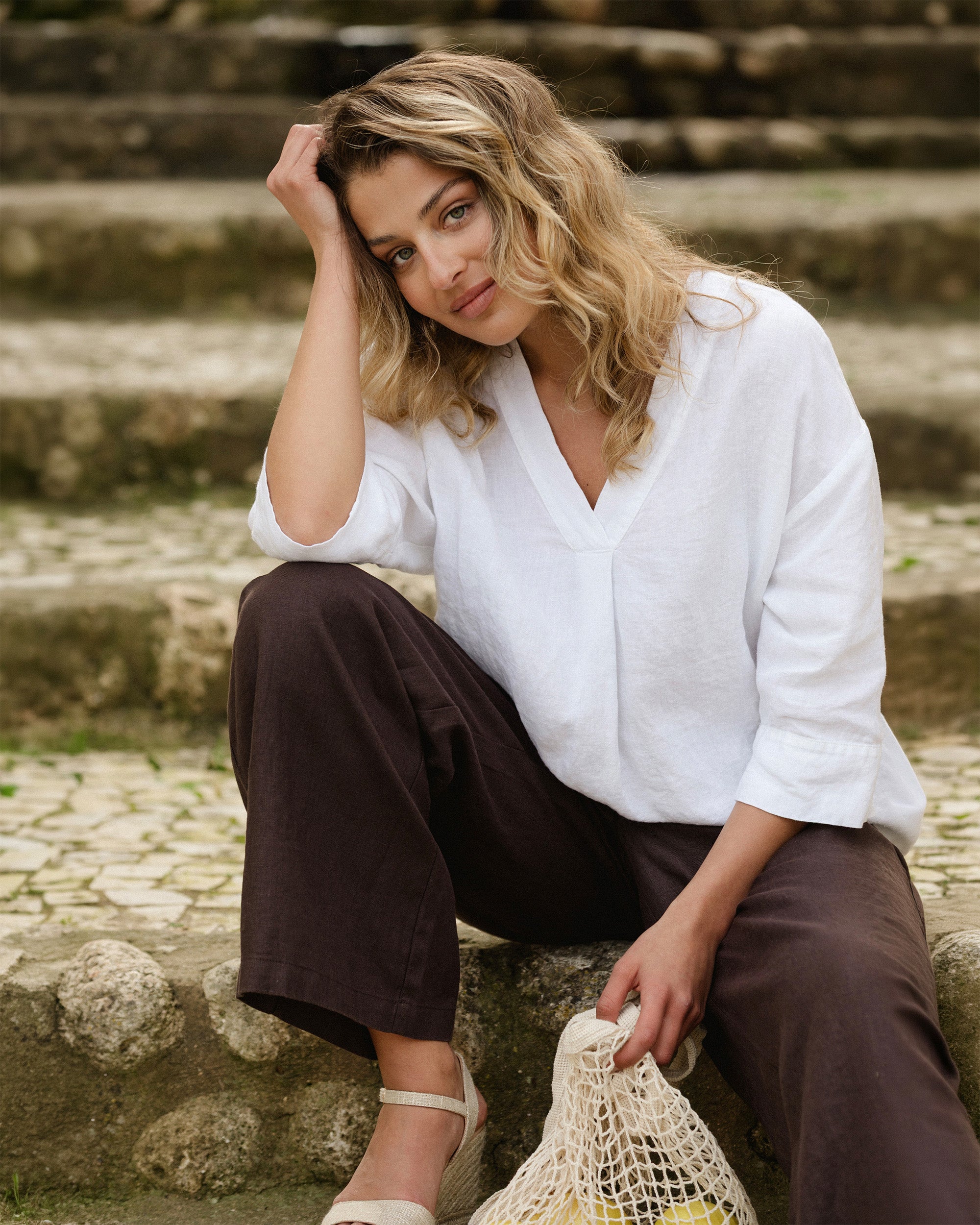 Linen Top ST. TROPEZ in White | MagicLinen
