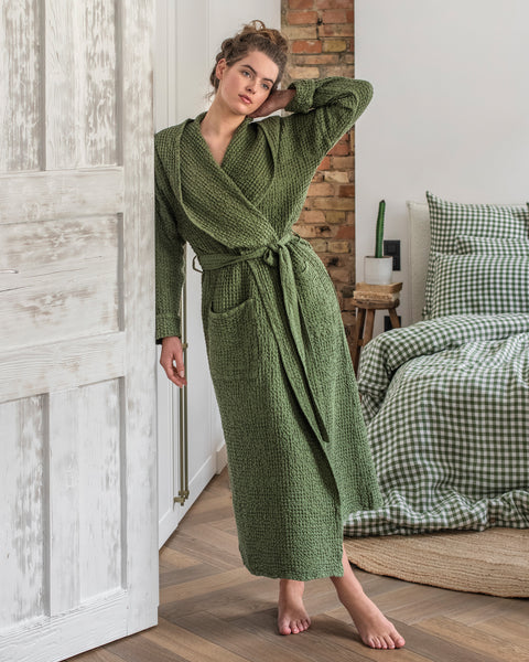 Women's Linen Robe in Forest Green | MagicLinen L/XL Women's Linen Robe in Forest Green | MagicLinen L/XL
