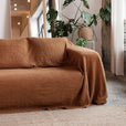 Waffle linen couch cover in Cinnamon - MagicLinen