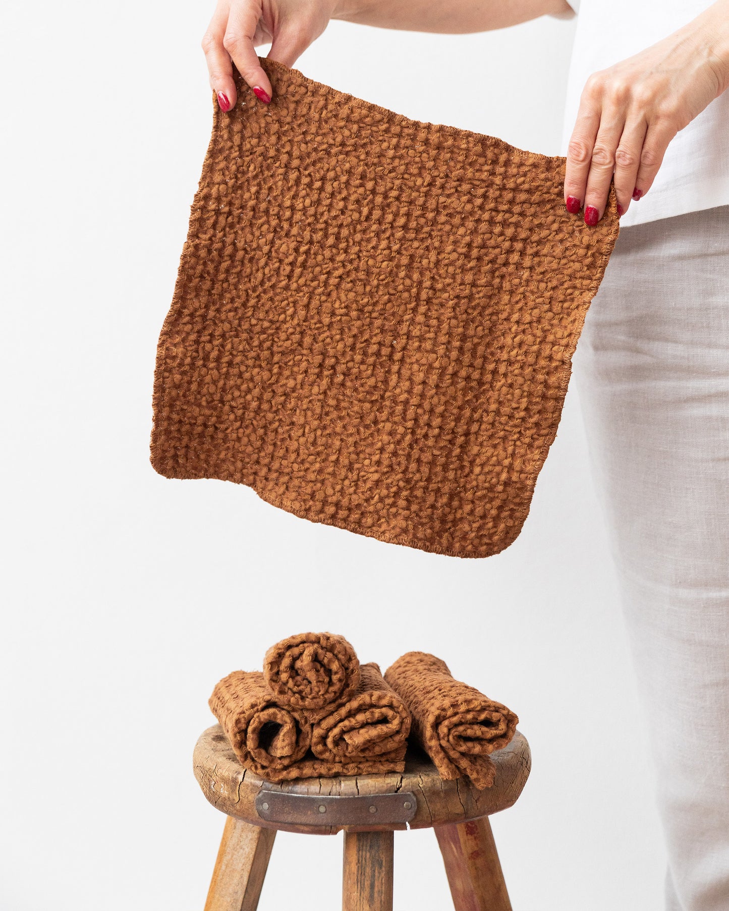 Cinnamon Waffle face cloth set of 5 | MagicLinen