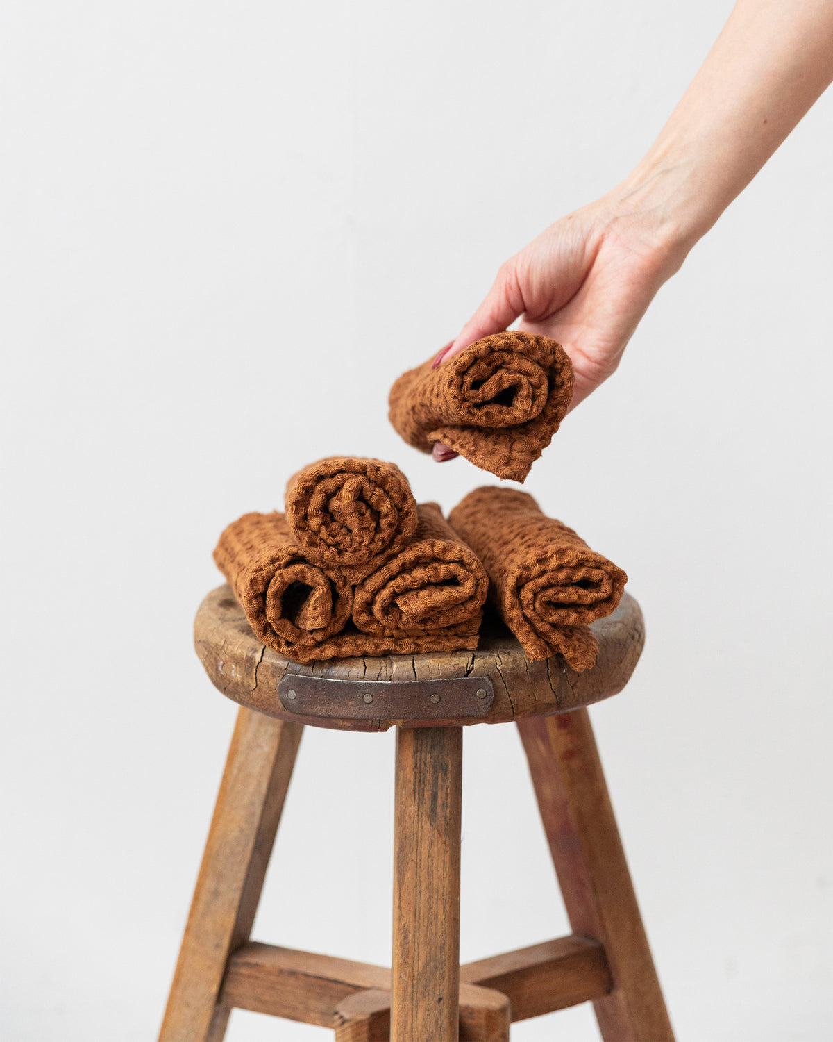 Waffle face cloth set 5 Cinnamon