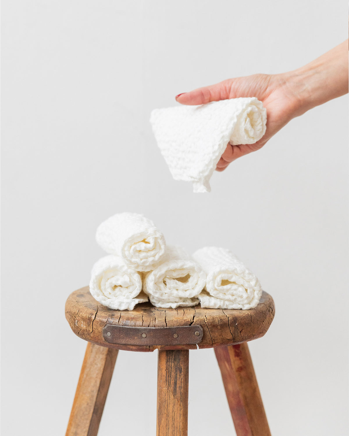 Waffle face cloth set 5
