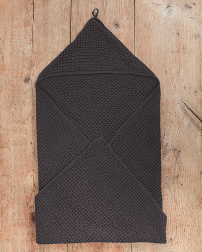 Linen Baby Towel | Baby Bath Wrap in Dark gray | MagicLinen