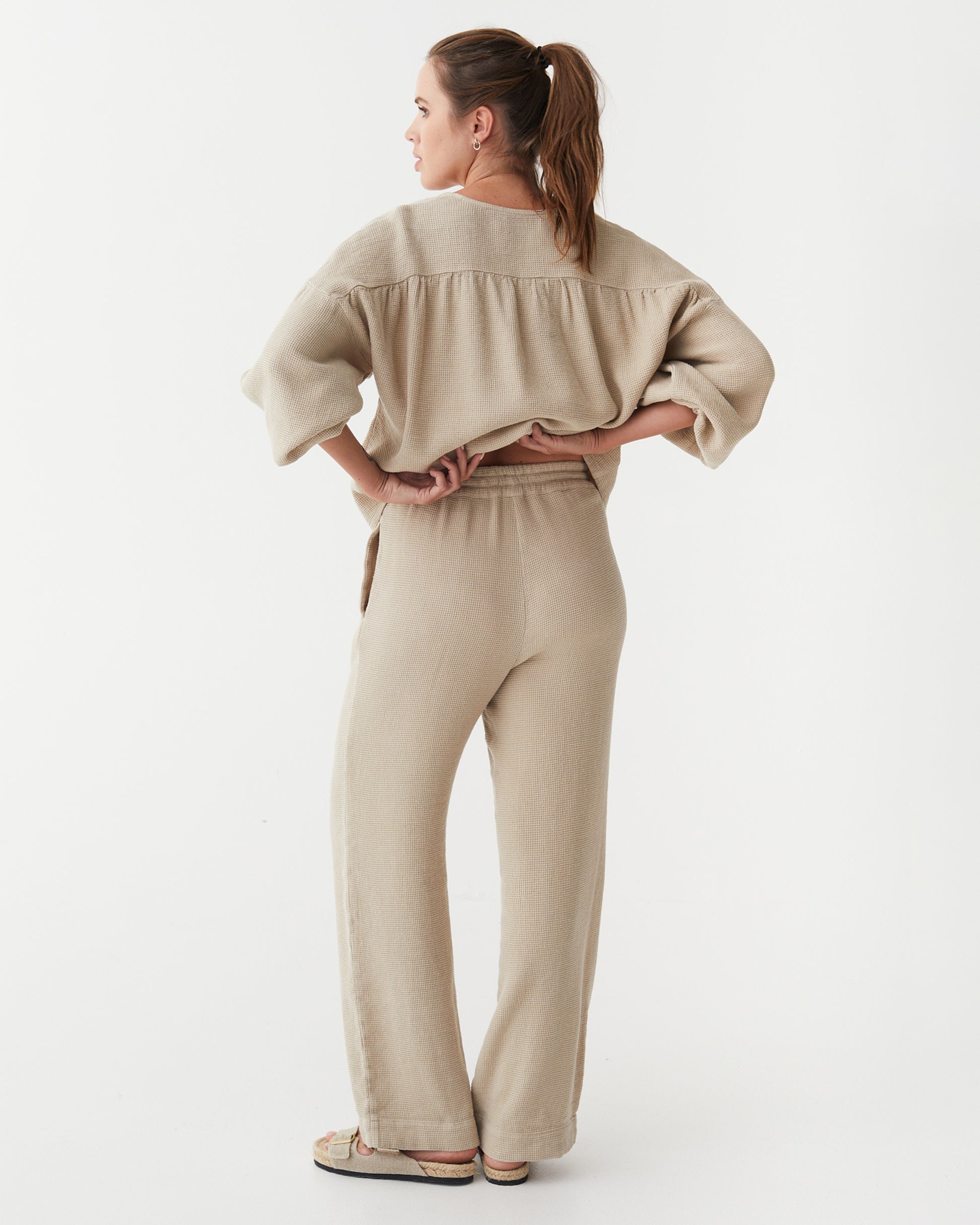 Waffle sweatpants GASPE in Natural | MagicLinen