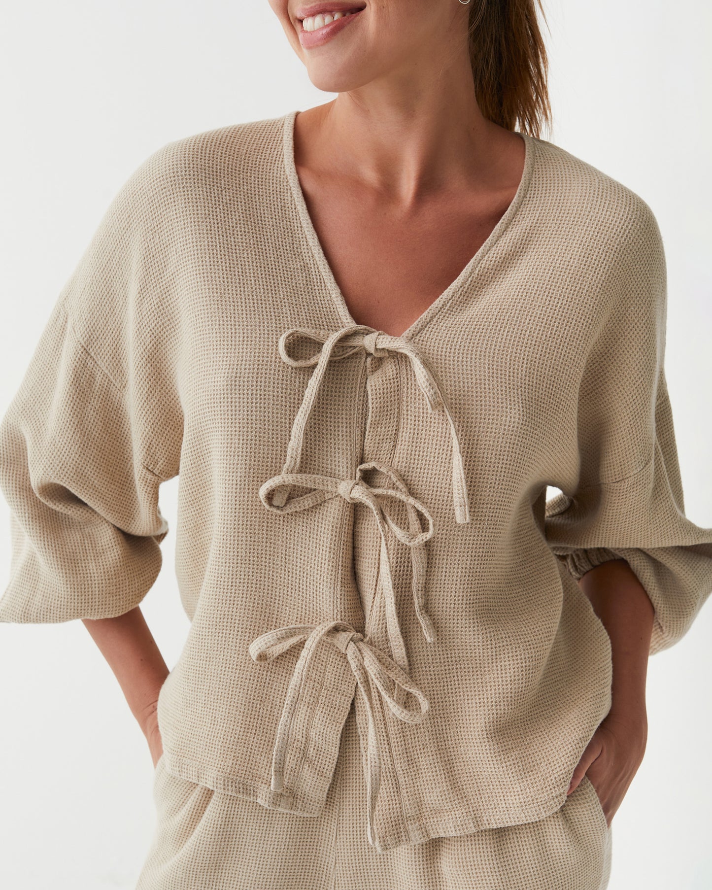 Waffle top ELORA in Natural | MagicLinen