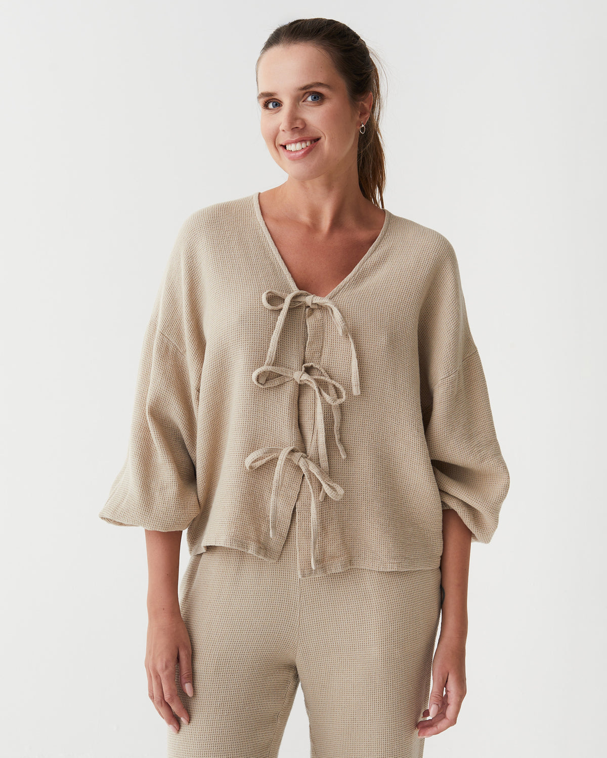 Tie Front waffle top ELORA