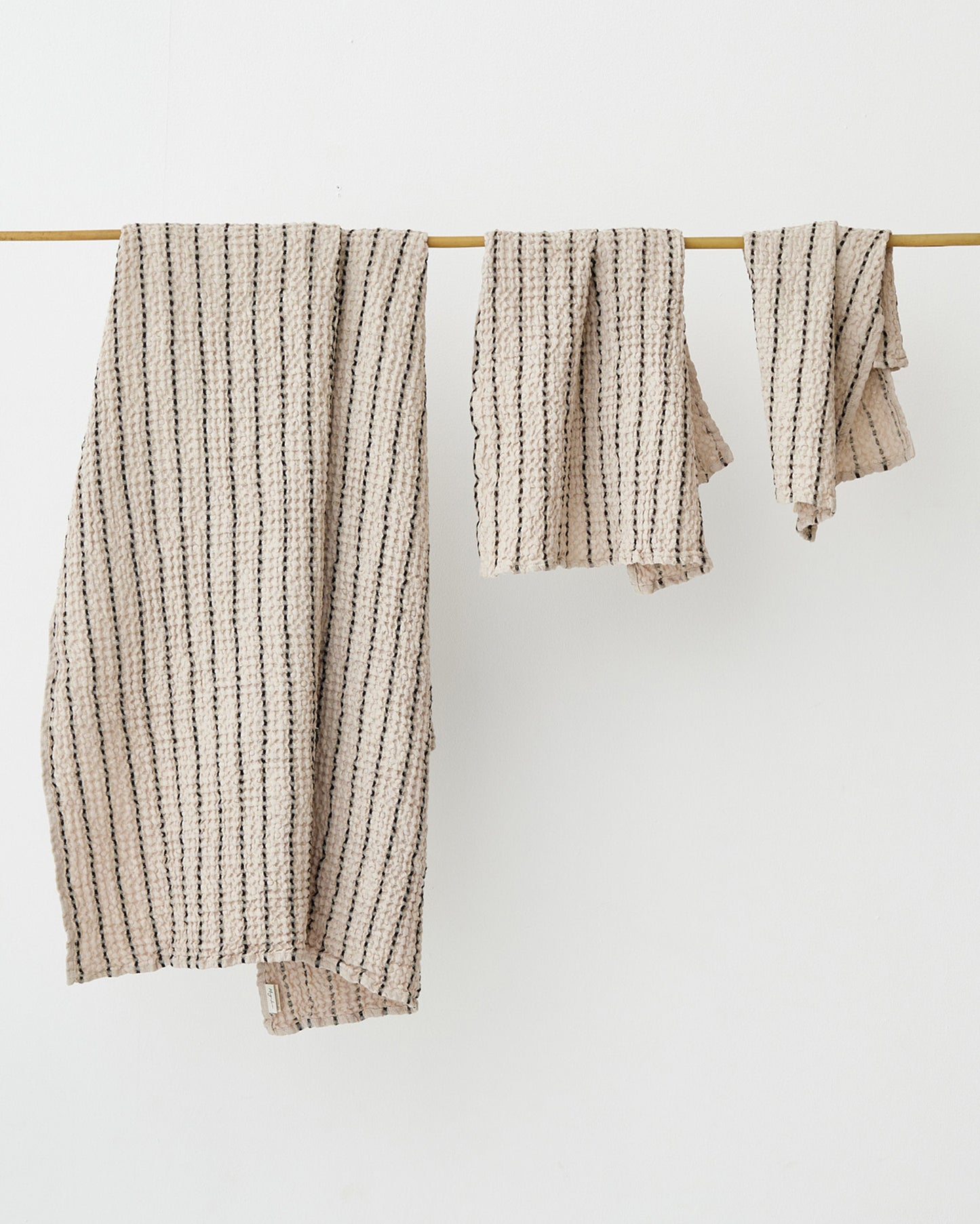 Thin Striped waffle towel set (3 pcs)