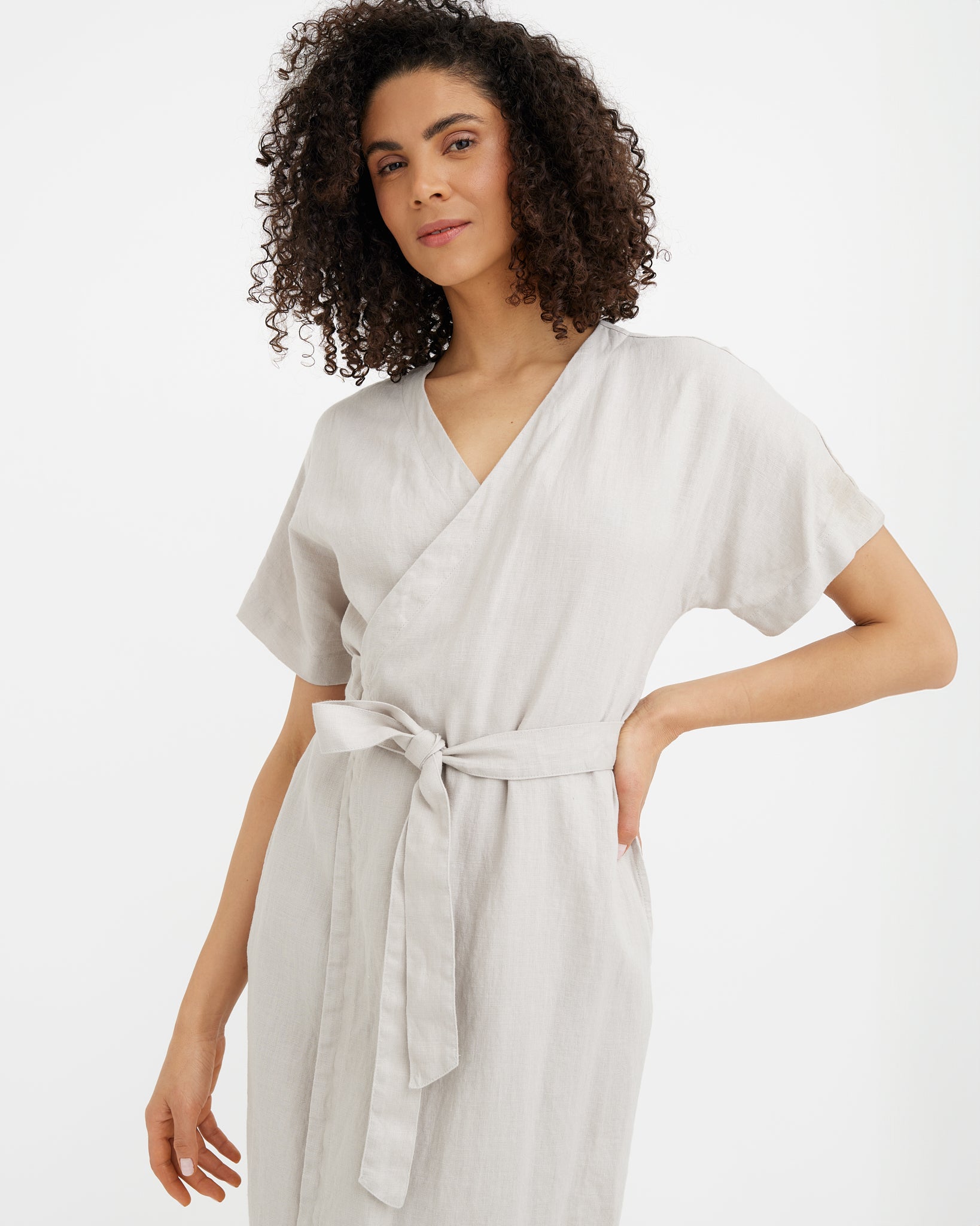 flax linen dress Wrapped Linen Dress PADAR in Natural flax
