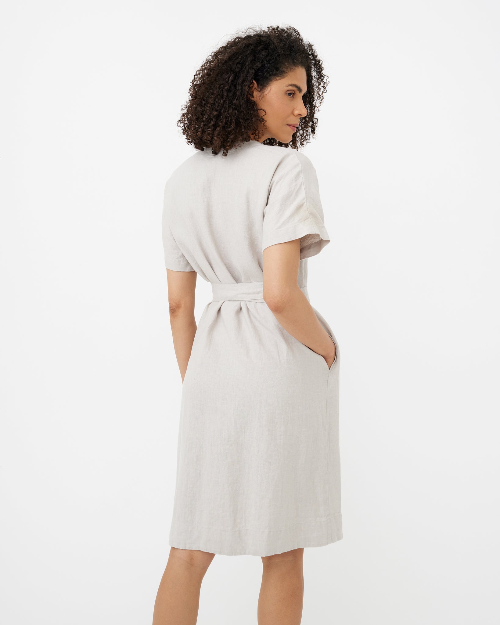 Wrapped Linen Dress PADAR in Natural flax | MagicLinen L Wrapped Linen Dress PADAR in Natural flax | MagicLinen L