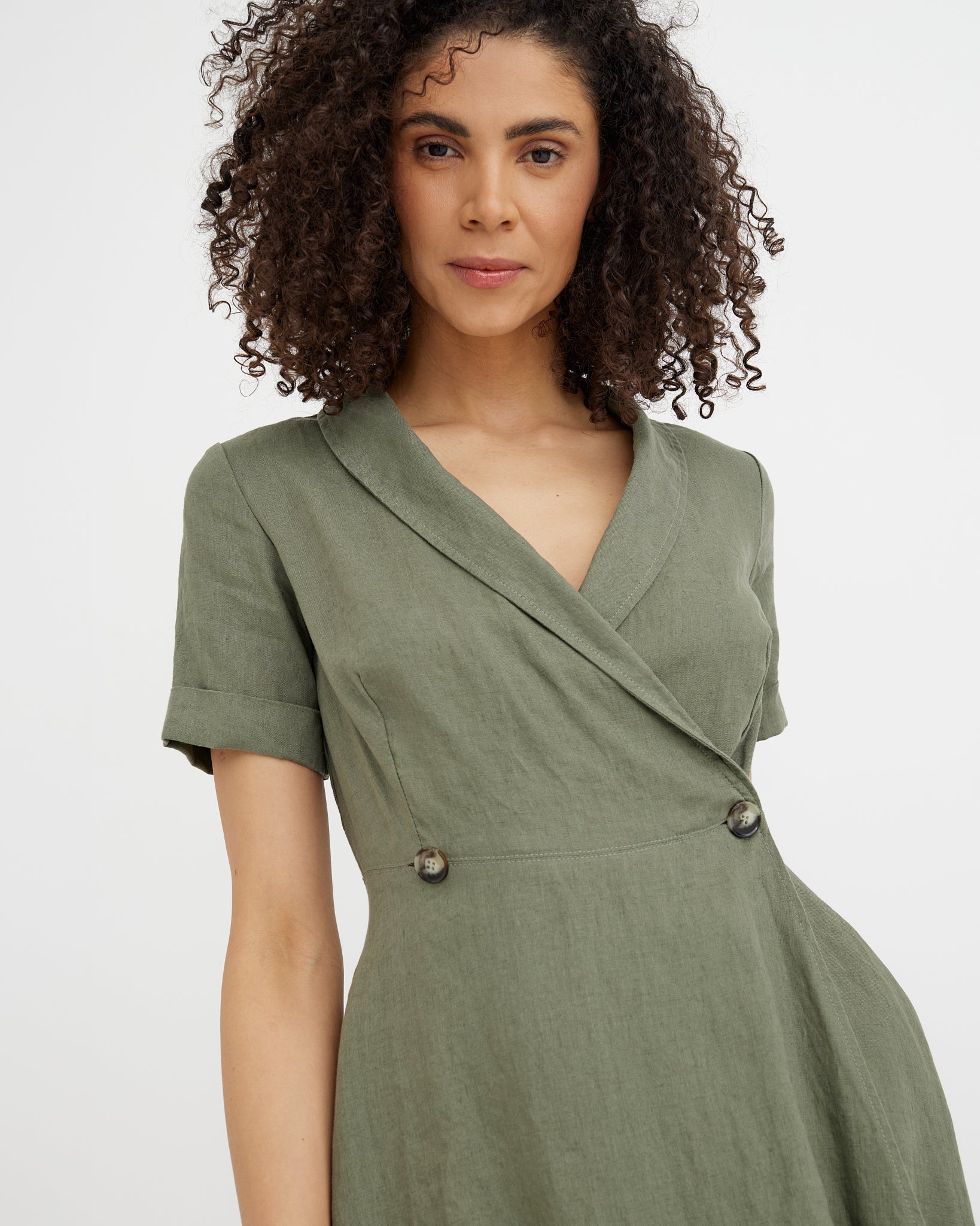 Wrap Linen dress PARIS in Mist green