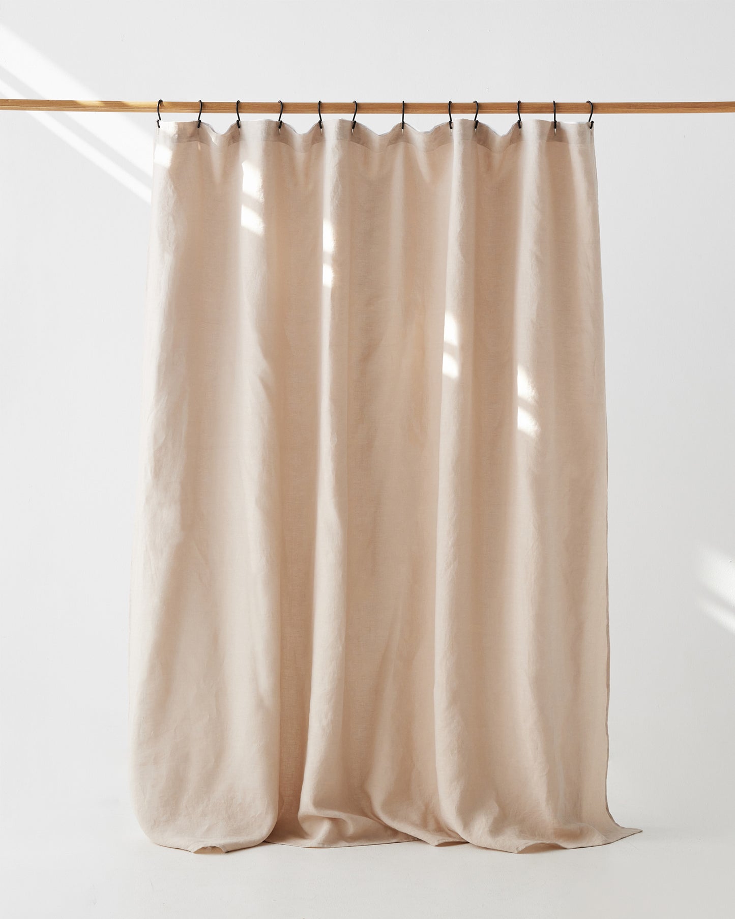 Waterproof shower linen curtain and liner set in Natural