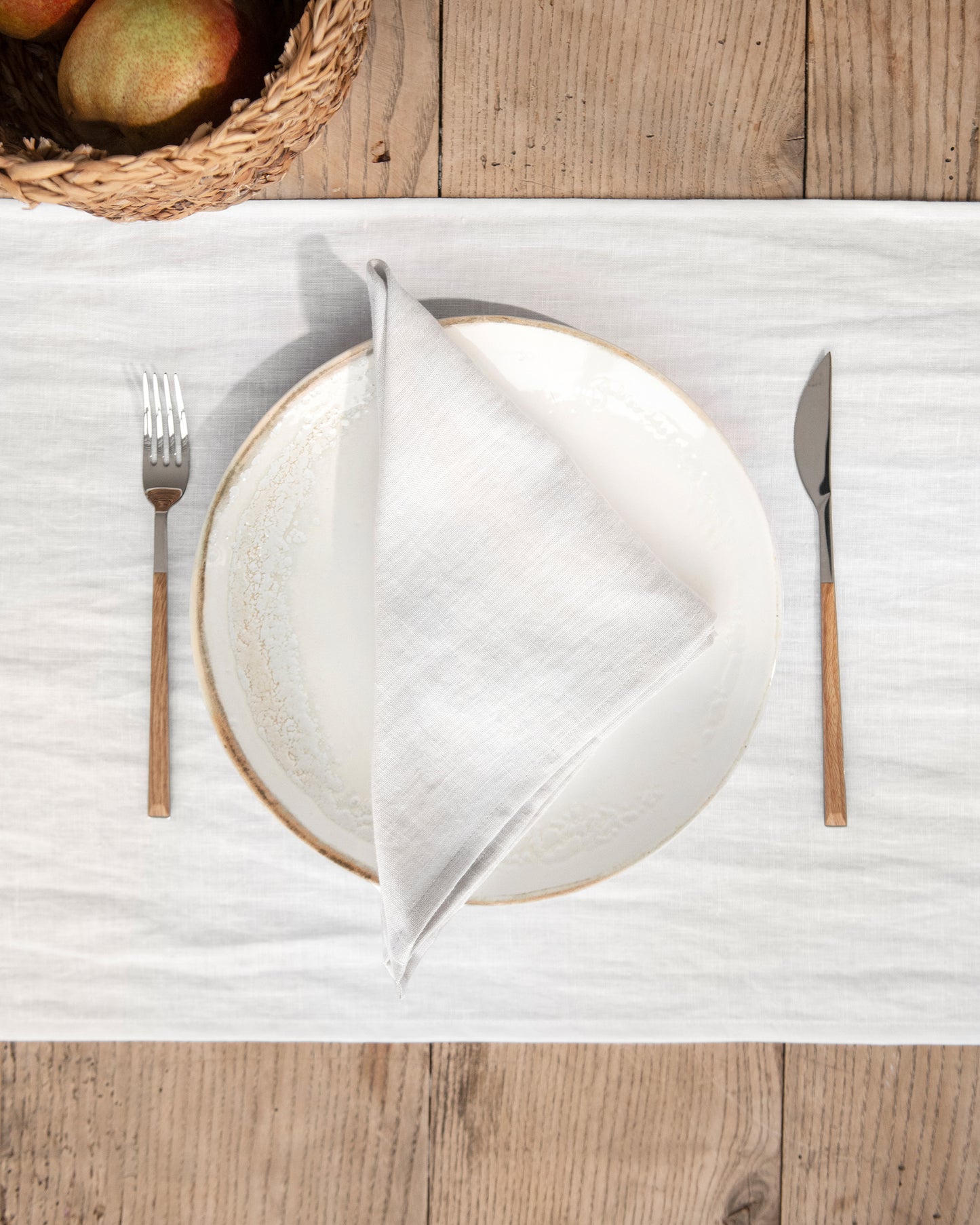 White linen napkin set of 2