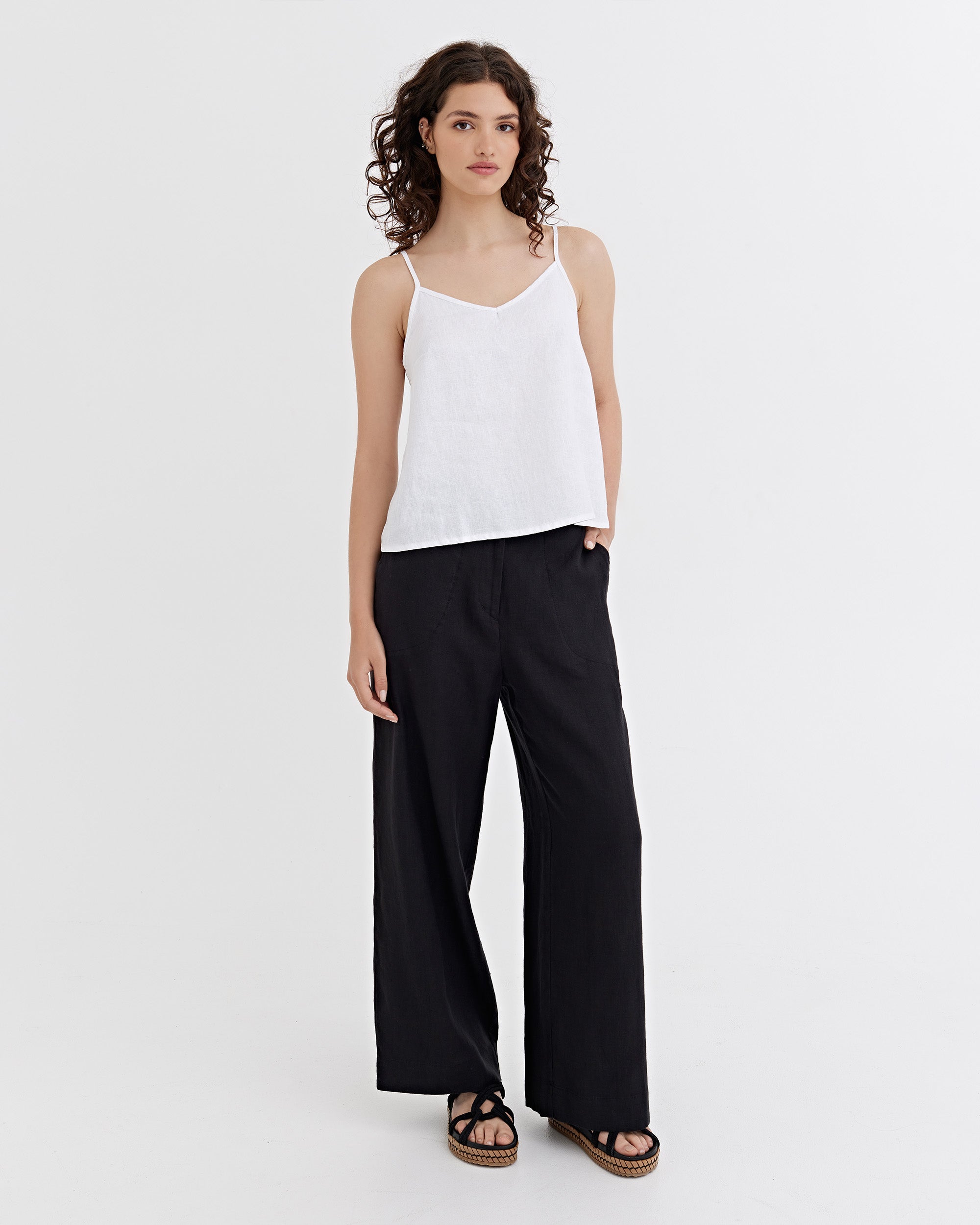 Wide Linen Pants BANFF in Black | MagicLinen