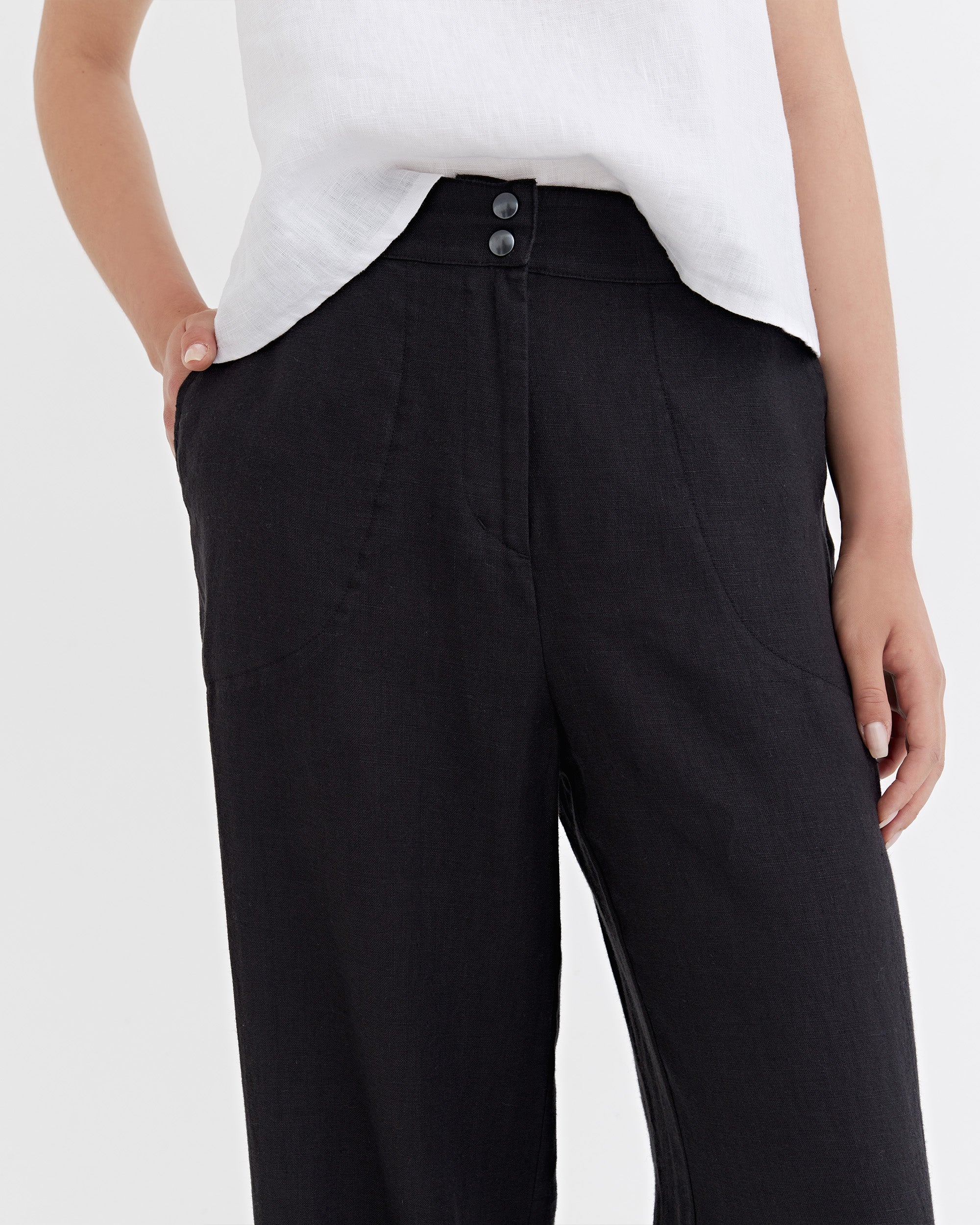 ARGUE■BREEZE LINEN MELLOW PANTS■BLACK Black Pure Linen Casual Pants for Men – Linen Trail