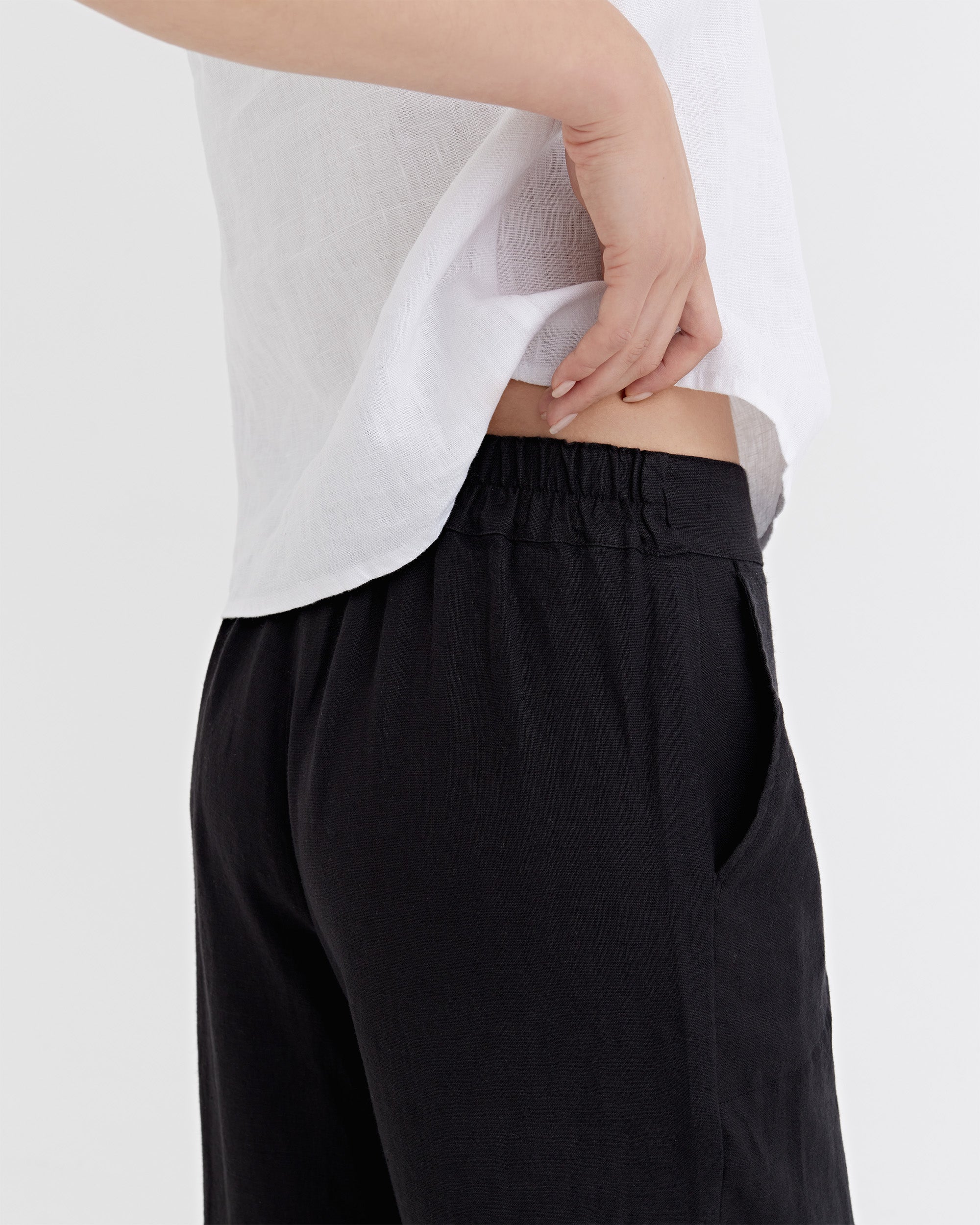 Wide Linen Pants BANFF in Black | MagicLinen