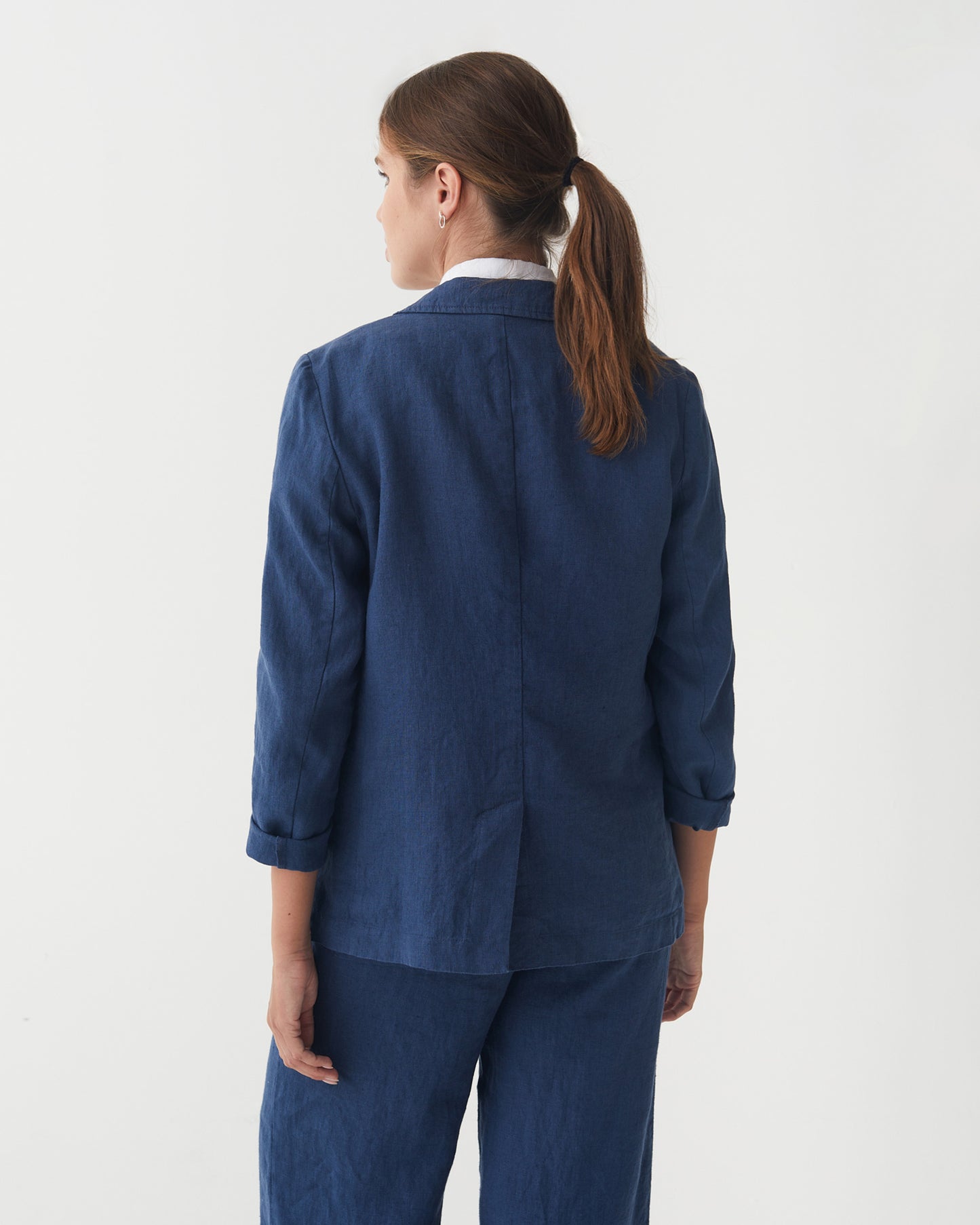 Women's linen blazer PLACID in Deep navy blue | MagicLinen