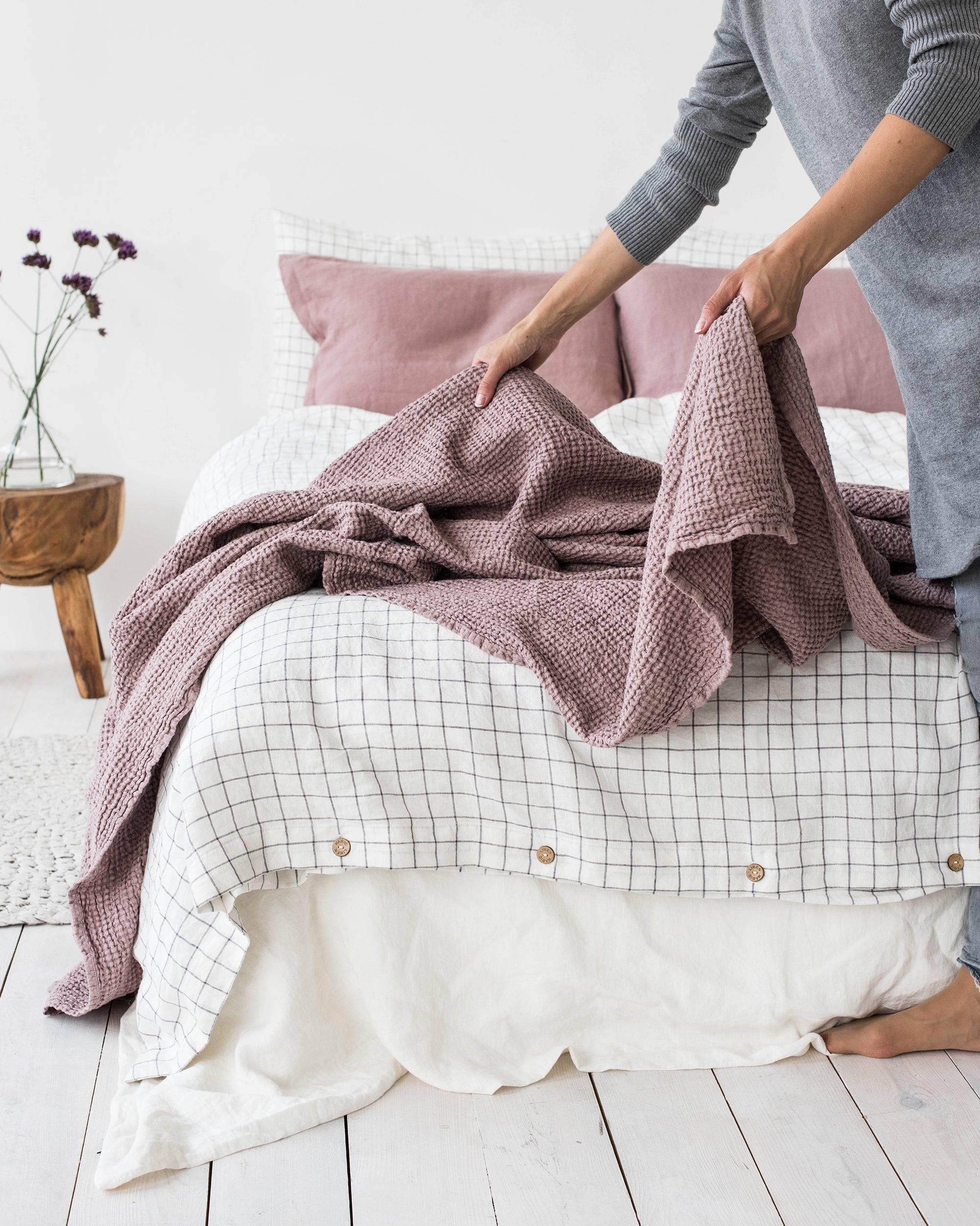 Dusty Pink Waffle Blanket MagicLinen