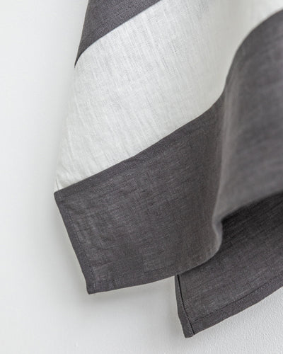 Zero-waste striped linen tea towel in Charcoal gray - MagicLinen