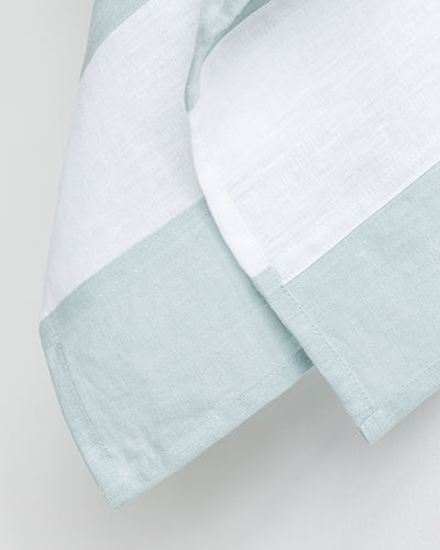 Zero-waste striped linen tea towel in Dusty blue - MagicLinen