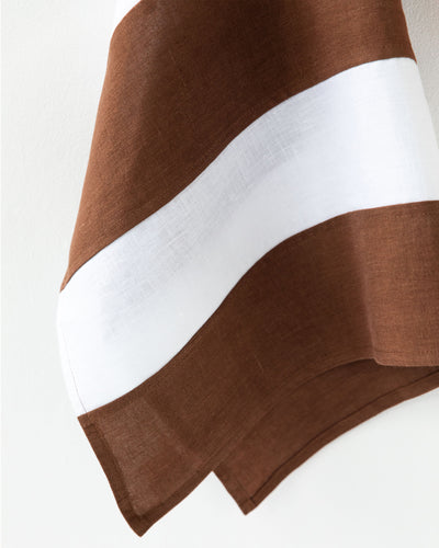 Striped Linen Dish Towel | Zero-waste in Chocolate brown | MagicLinen