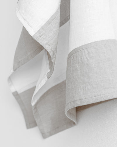 Zero-waste striped linen tea towel in Light gray - MagicLinen