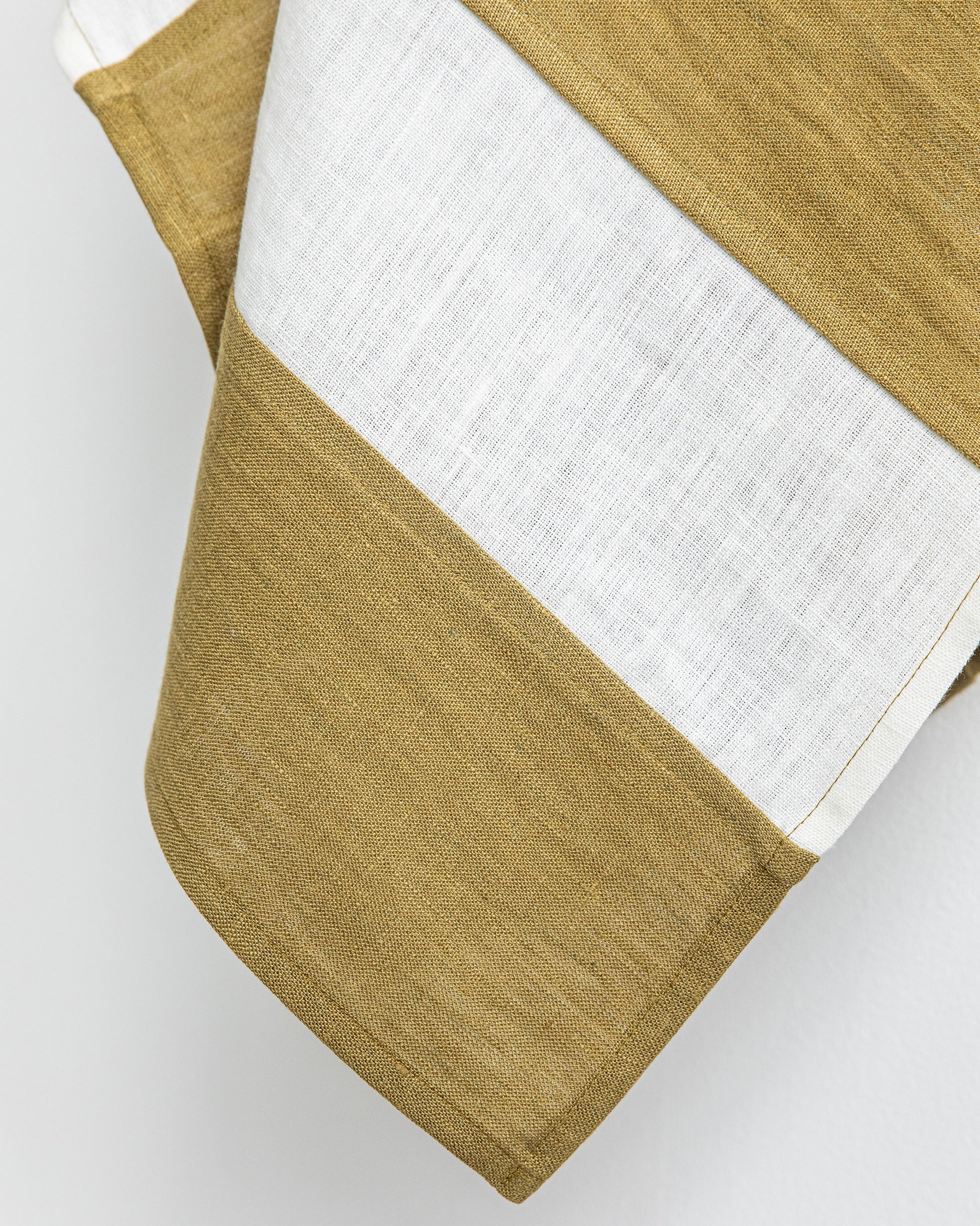 Zero-waste striped linen tea towel in Olive green - MagicLinen