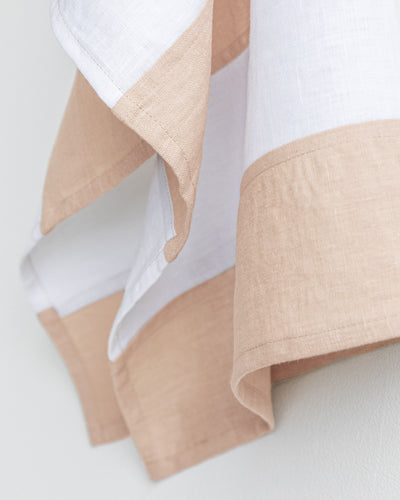 Zero-waste striped linen tea towel in Peach - MagicLinen