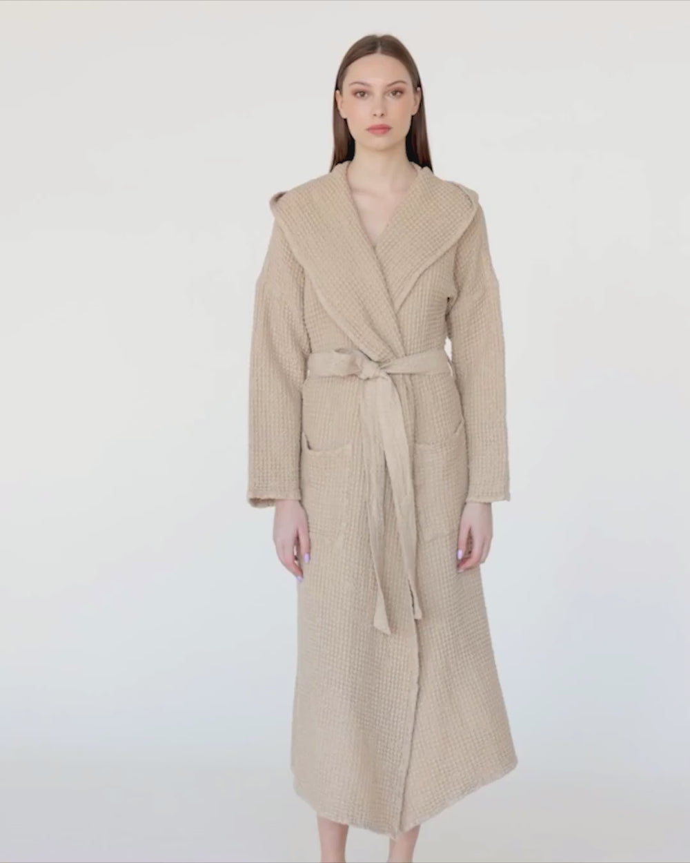 Women's Linen Robe in Beige | MagicLinen