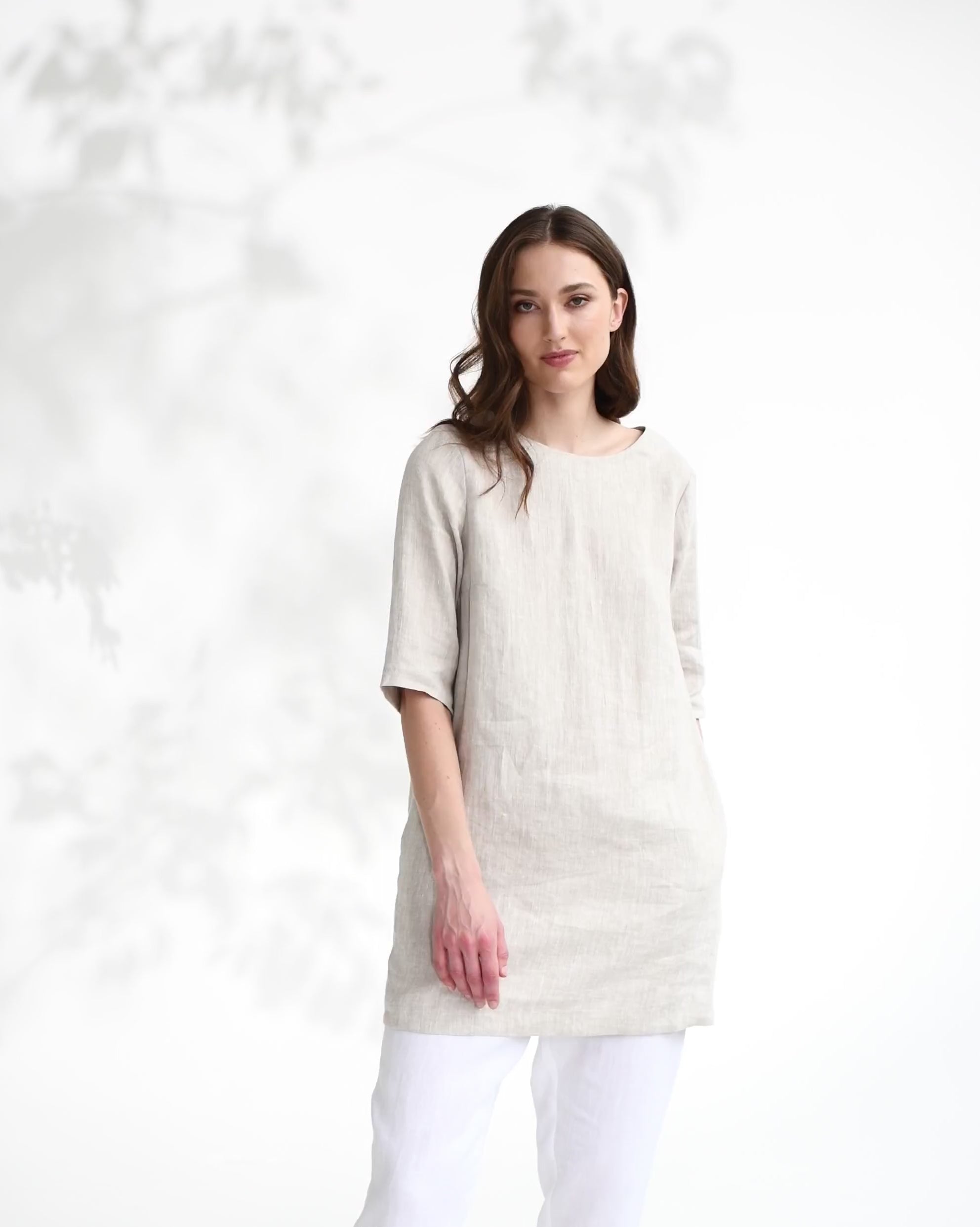 Linen tunic dress LASTRES in Natural melange