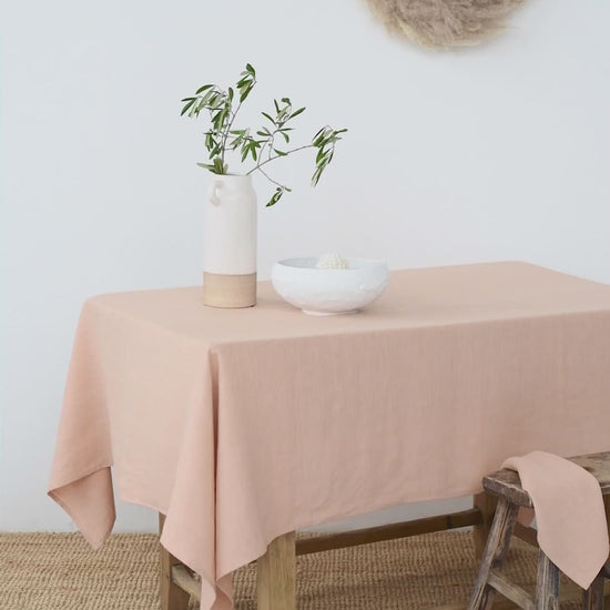 Peach linen tablecloth - MagicLinen
