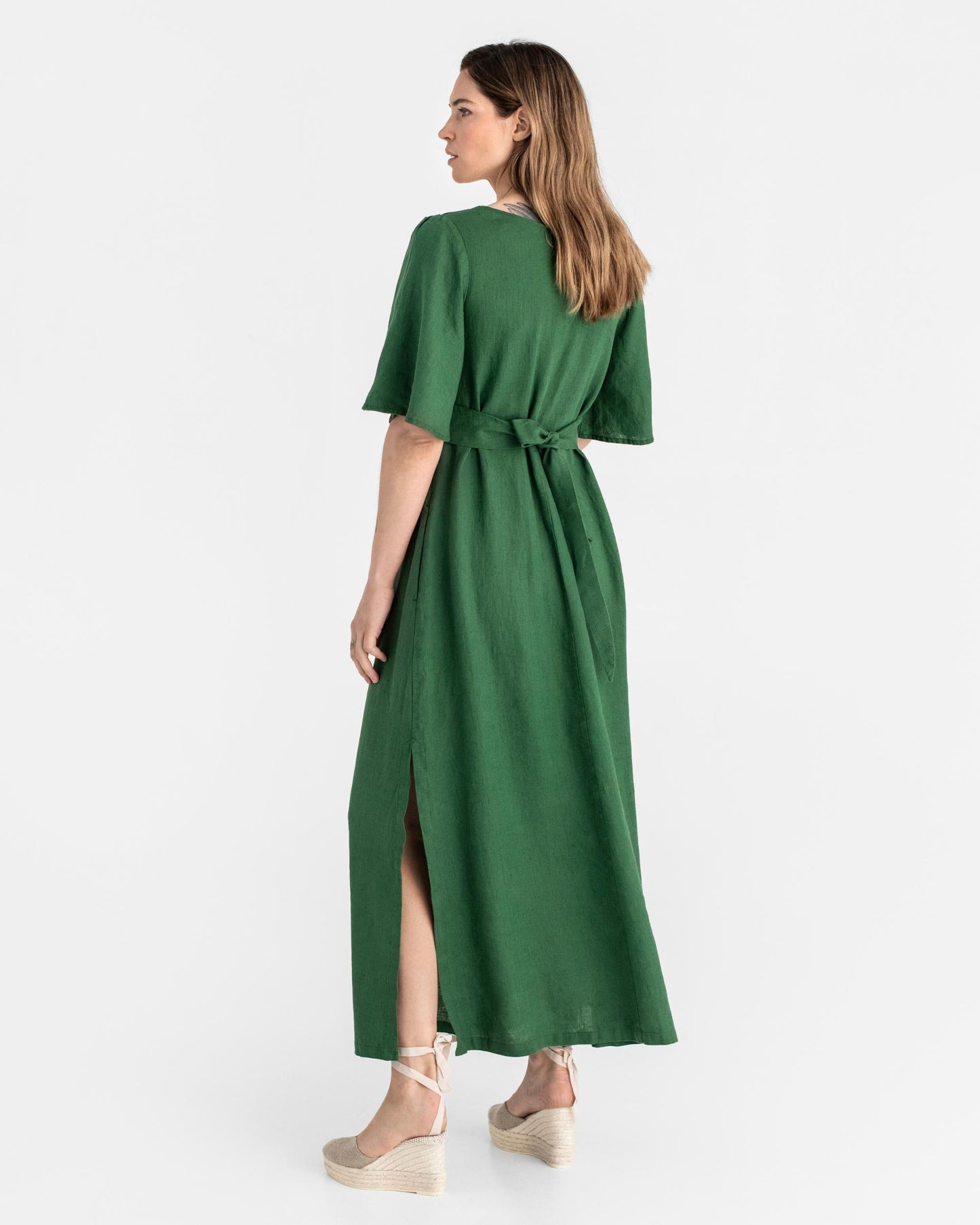 Maxi linen dress AGRA in Green - MagicLinen
