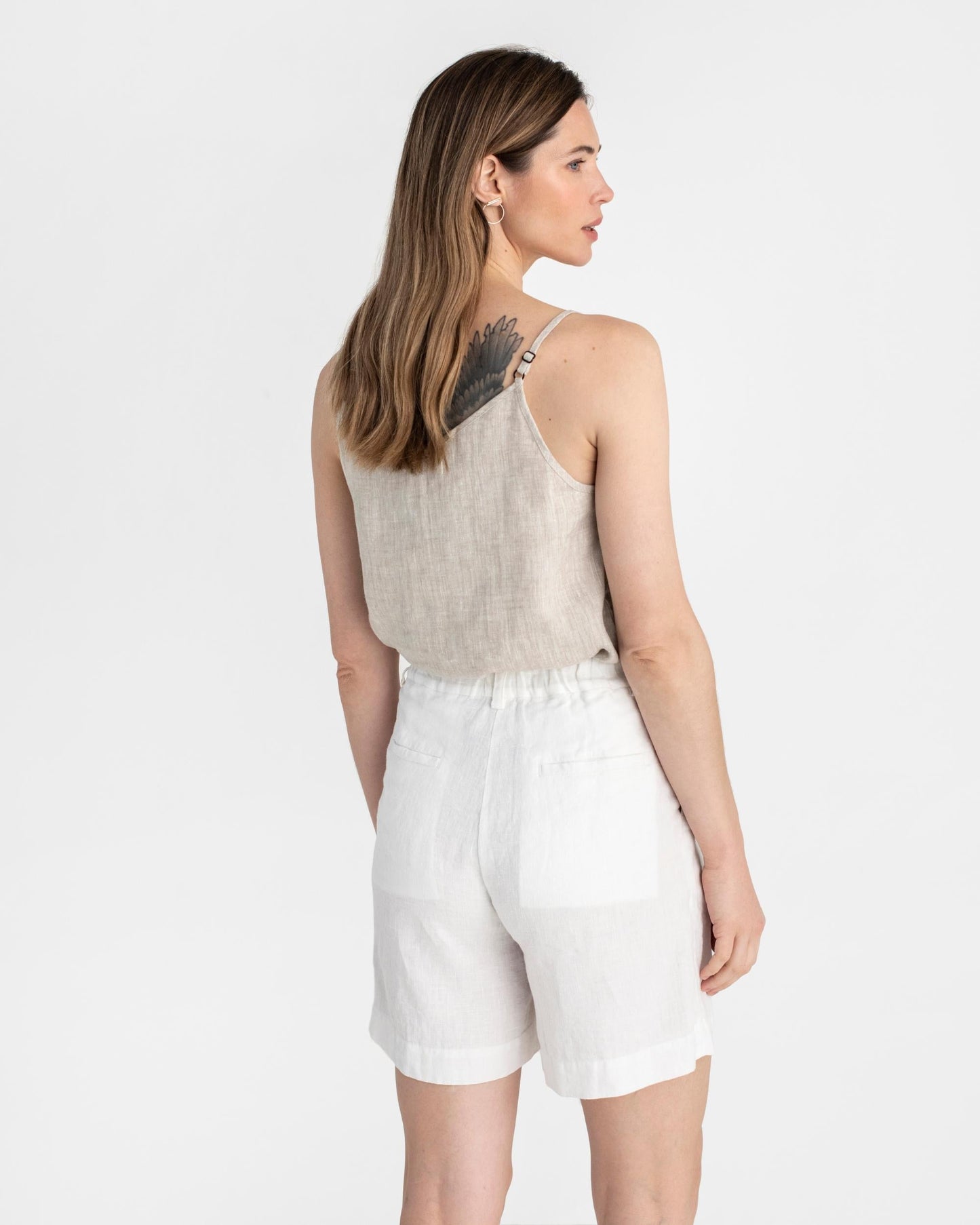 Pleated linen shorts BAGAN in White - MagicLinen