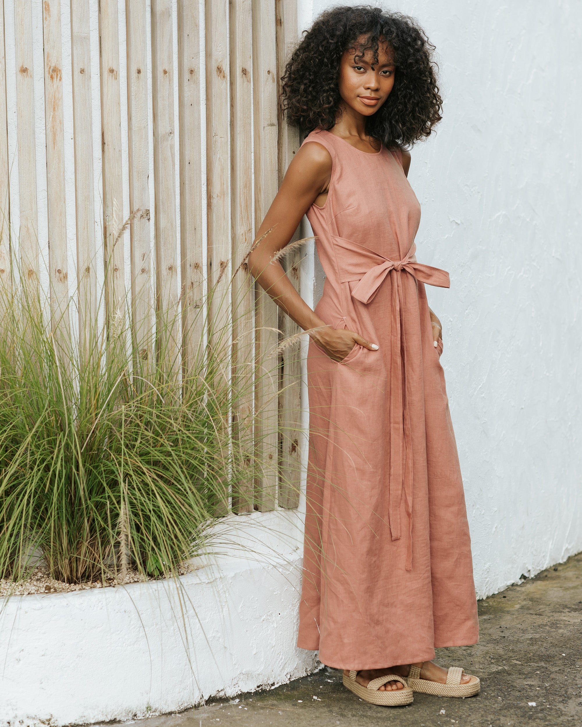 Long linen dress hotsell