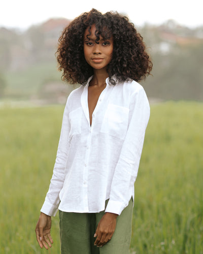 Shop Women's White Linen Shirts - 100% Linen