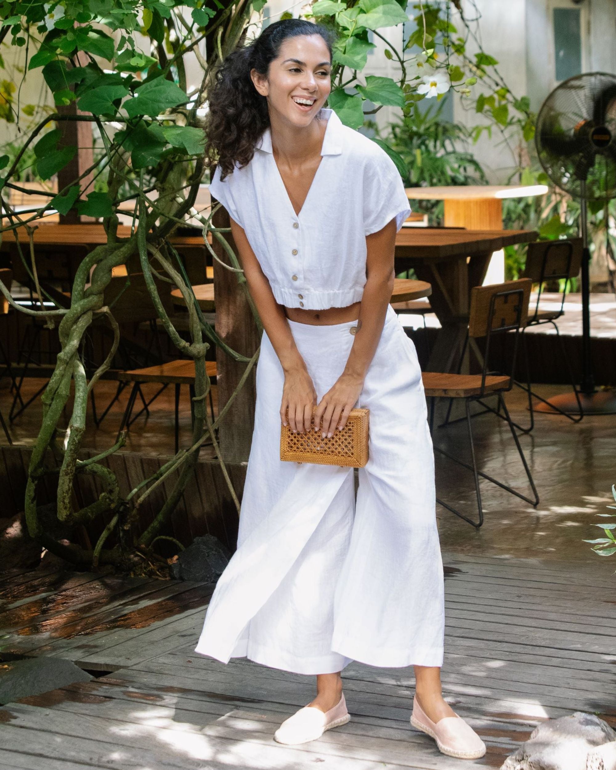 トップス carla Lady linen like tops Women's Carla Conti 100% Linen 3/4 Sleeve Top With Side Slits And
