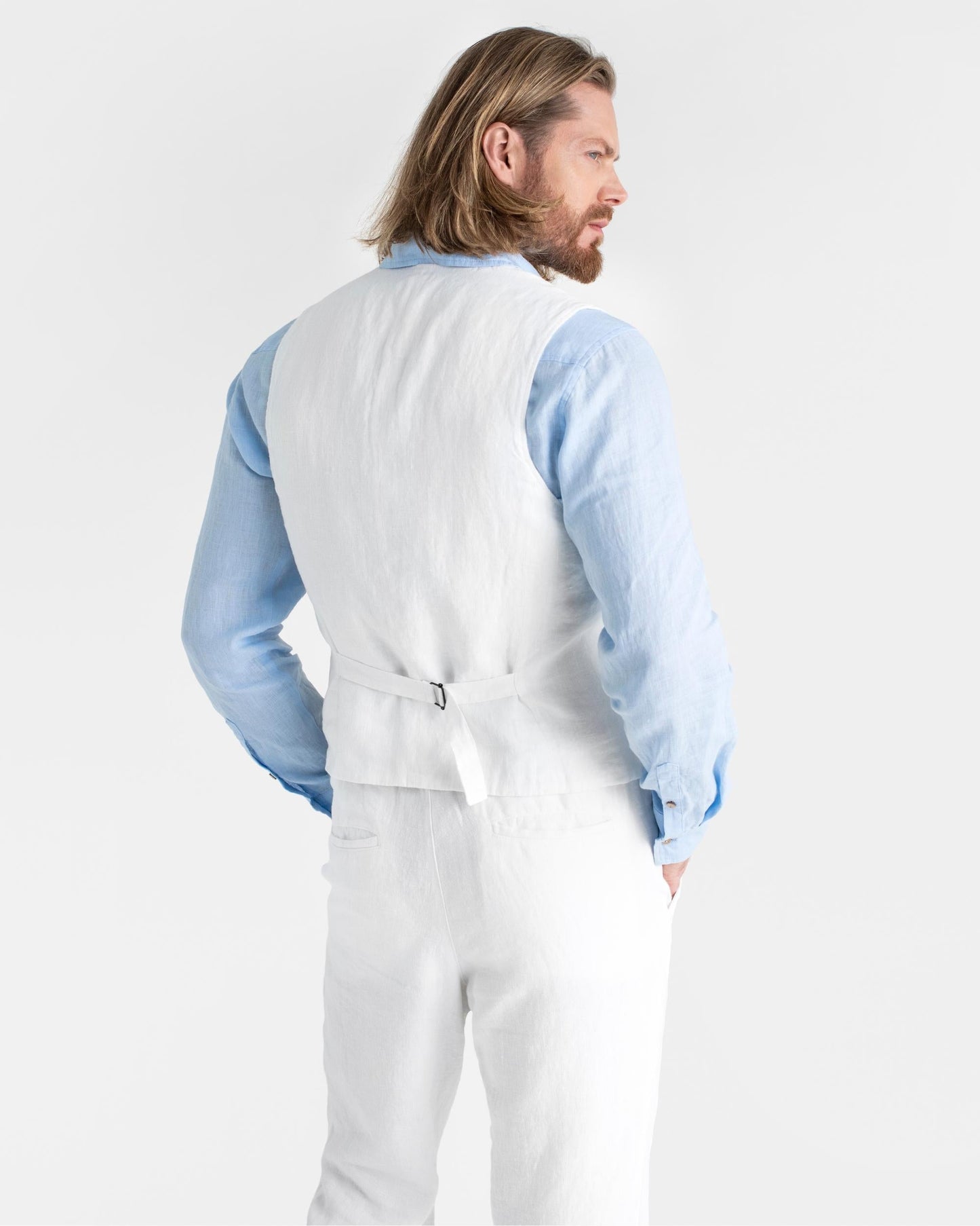 Men's linen vest HOLBOX in White - MagicLinen