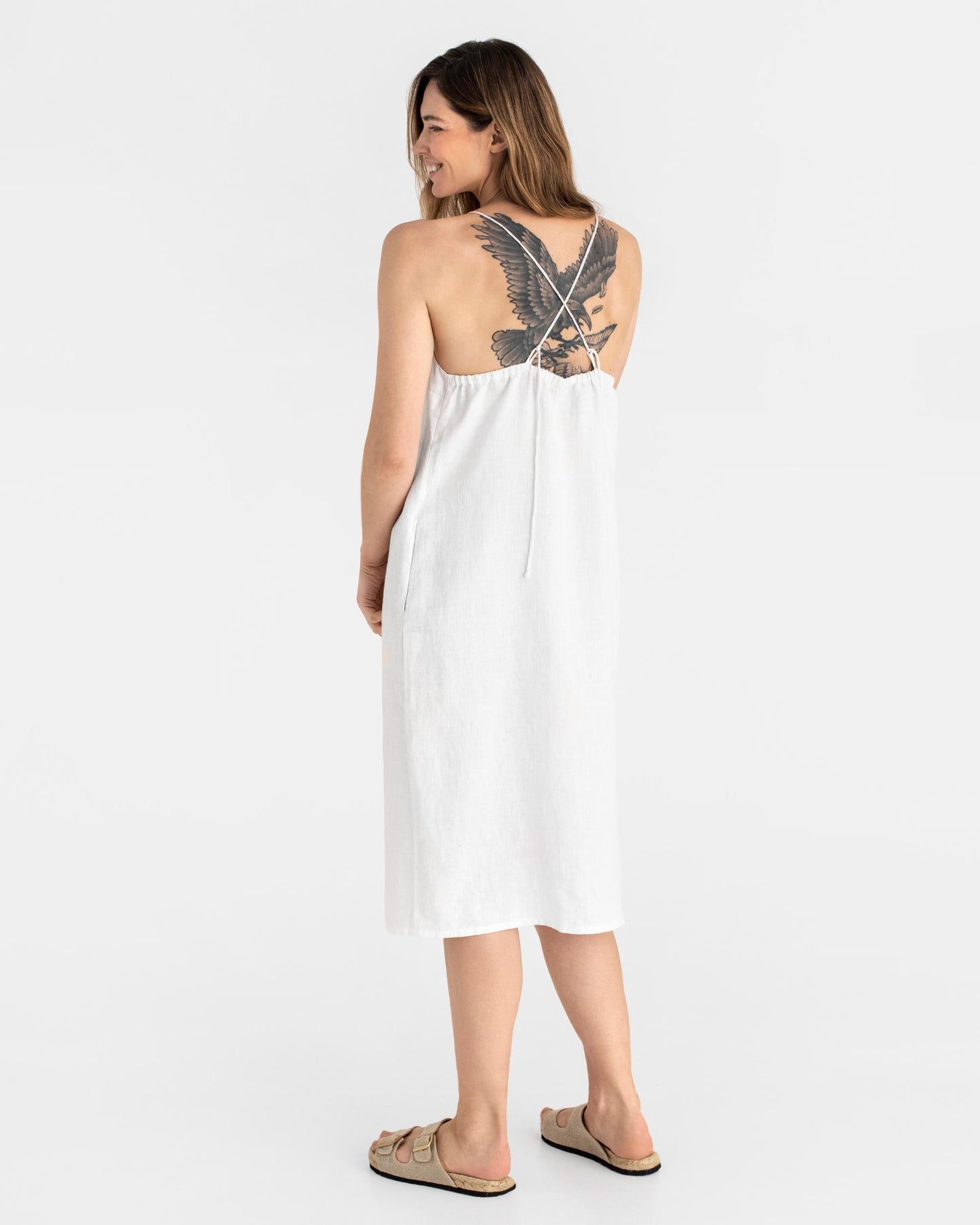 Slip linen dress MARFA in White - MagicLinen