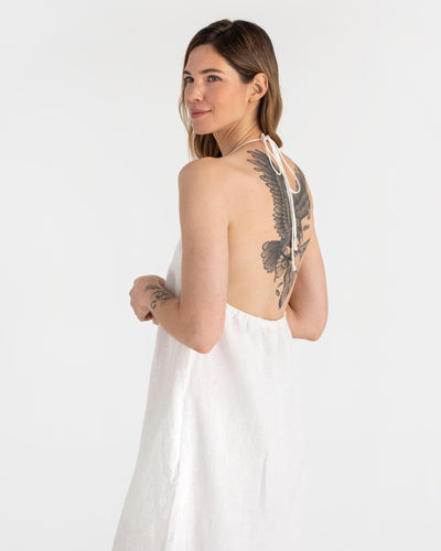 Slip linen dress MARFA in White - MagicLinen modelBoxOn