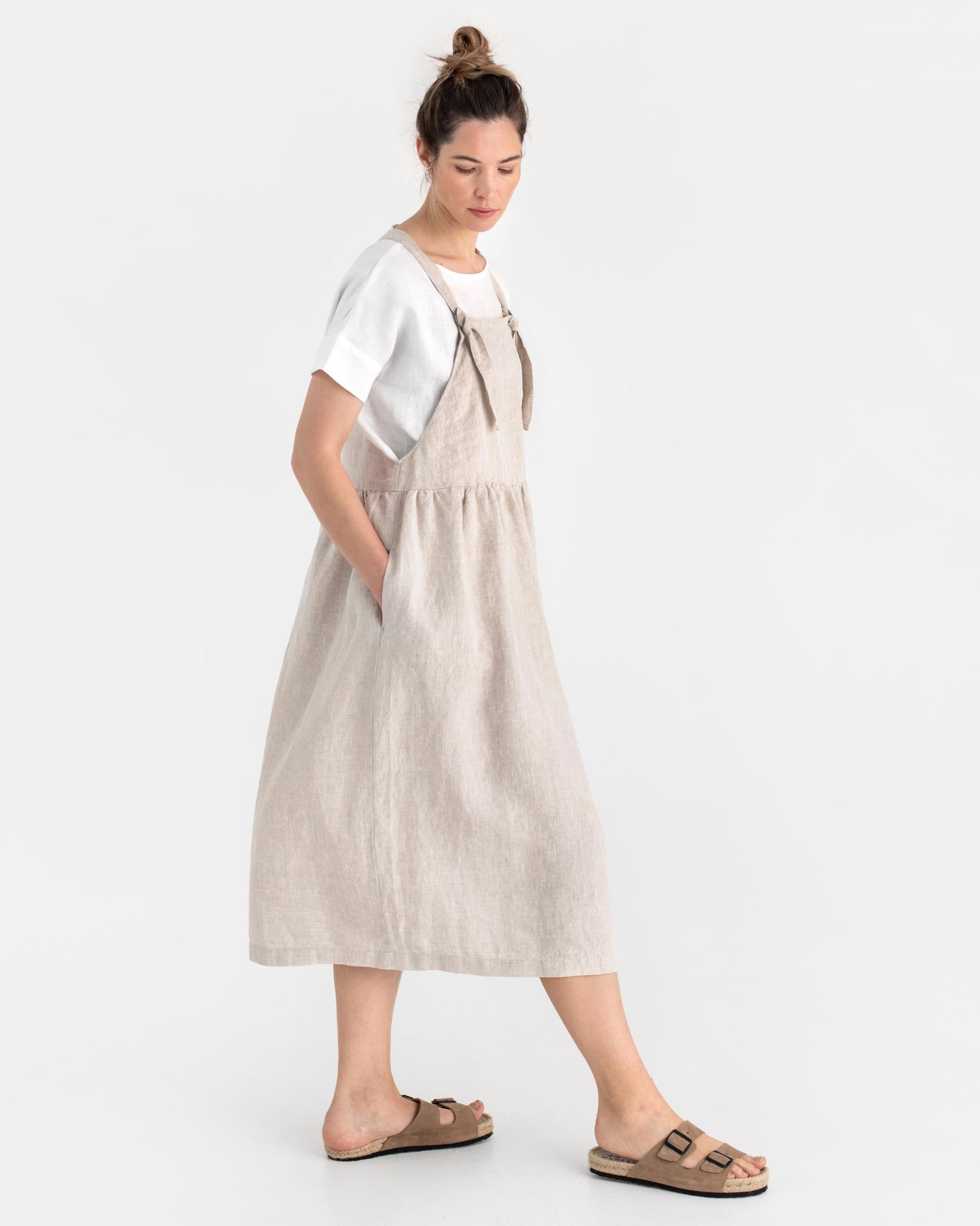 Pinafore linen dress MONTANA in Natural melange | MagicLinen Pinafore linen dress MONTANA in Natural melange | MagicLinen