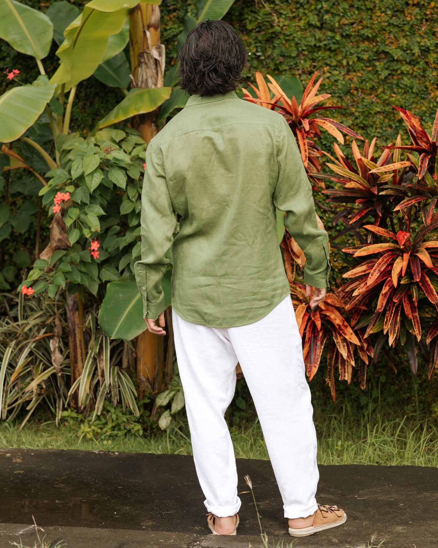 Men's Linen Shirt NEVADA in Matcha green