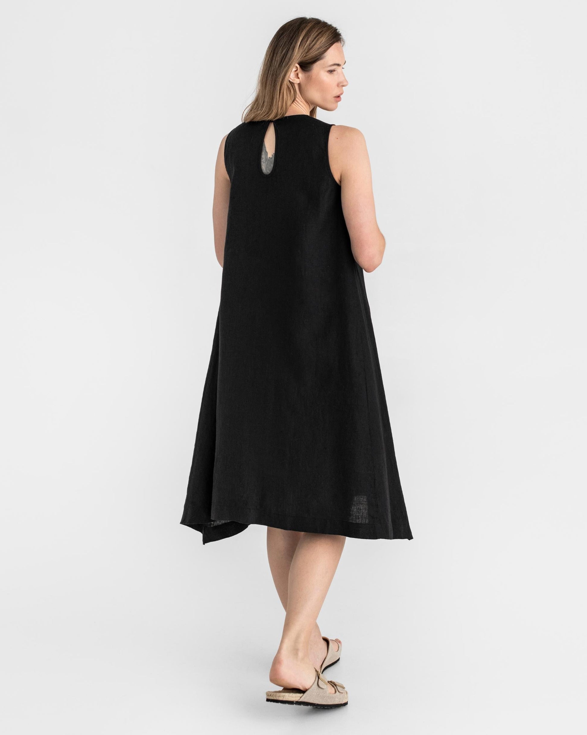 Breezy linen dress NIDA in Black - MagicLinen