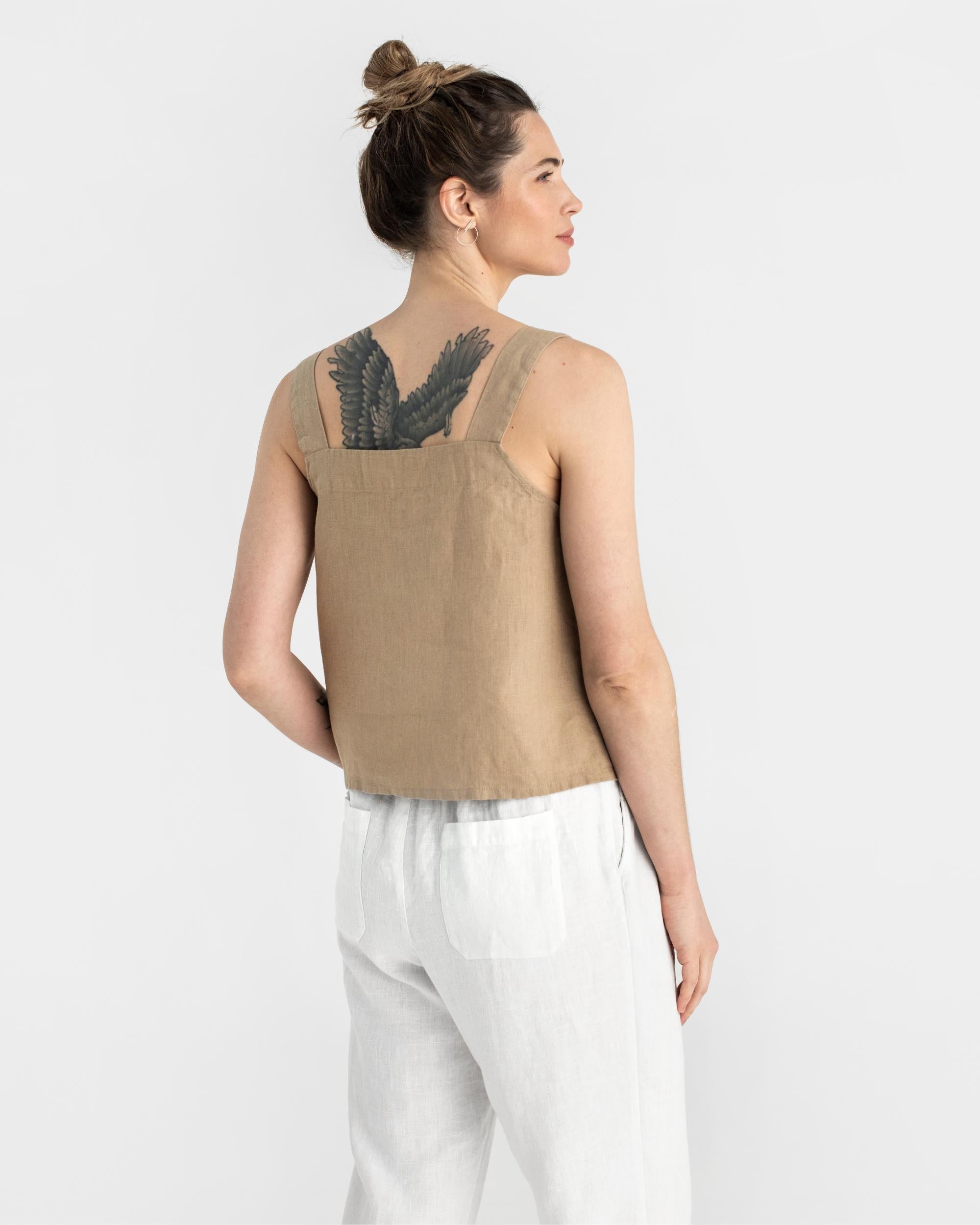 gadid anoniem LEWIN / WHITE タンクトップ Linen tank top OLINDA in Wheat | MagicLinen
