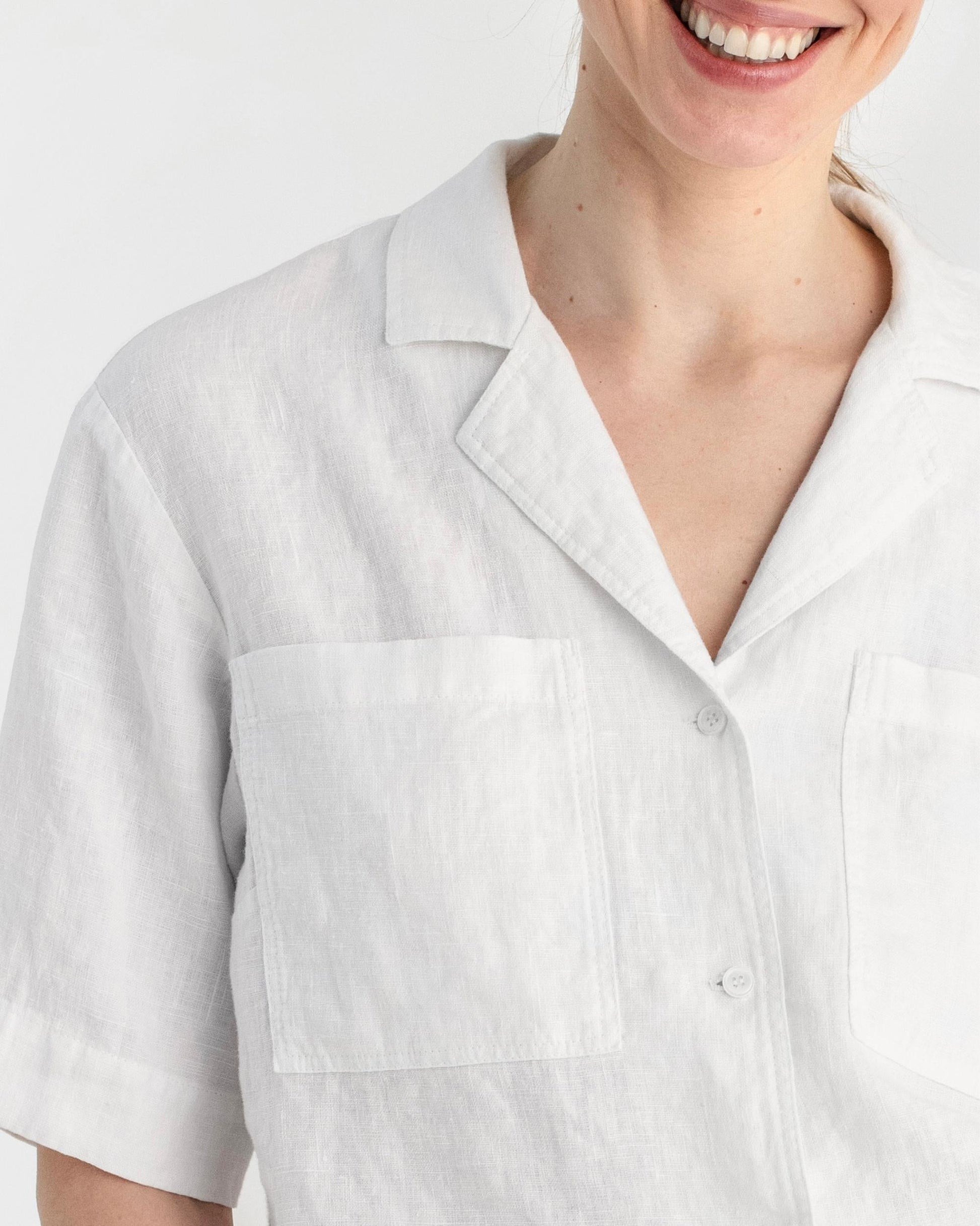 Linen camp shirt ORVIETO in White - MagicLinen