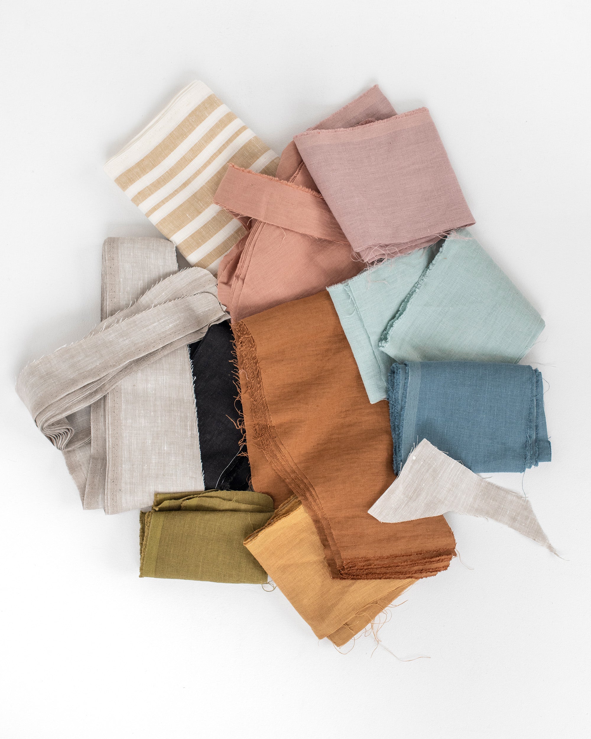 Linen scraps various colors & sizes